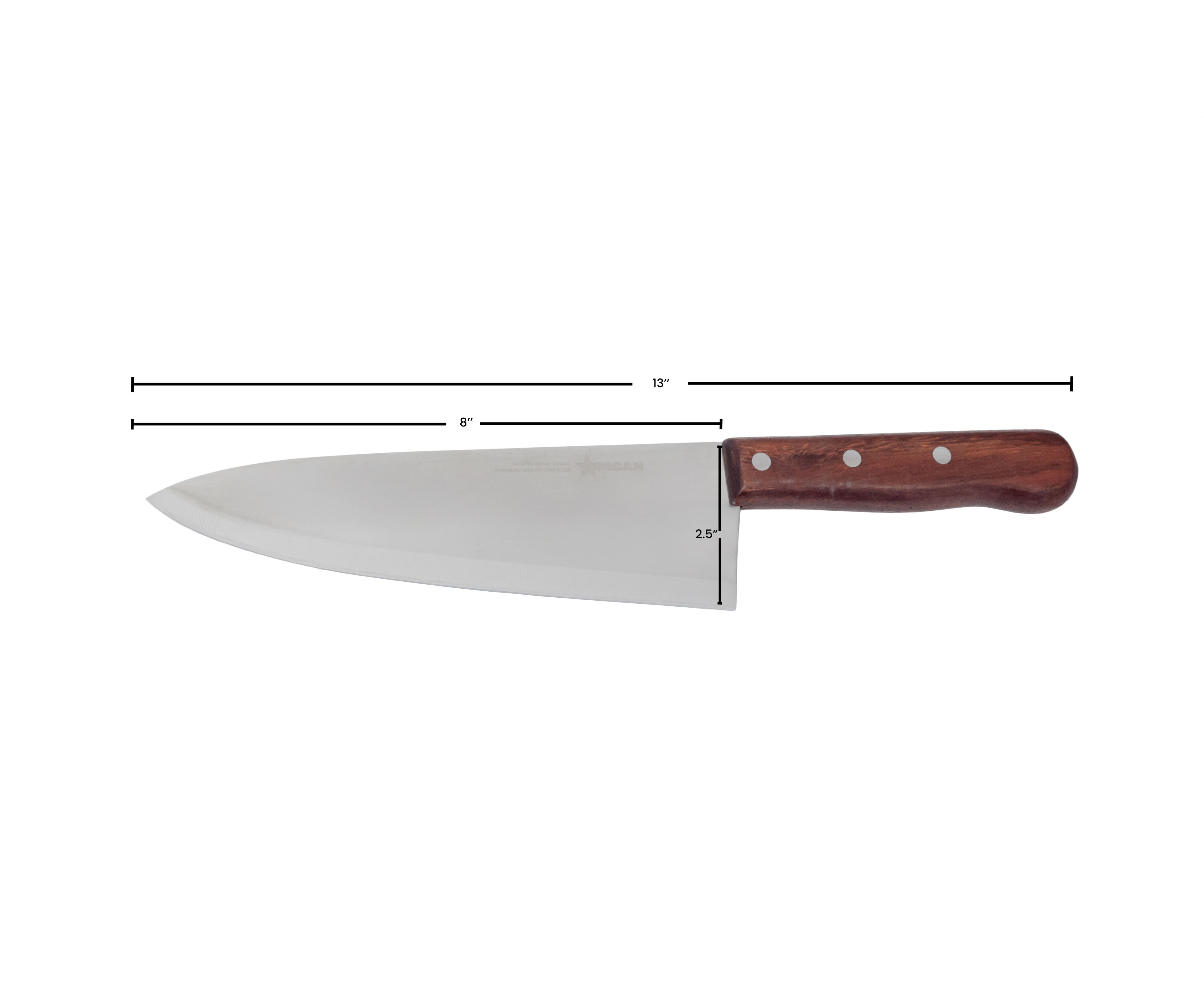 Omcan 8" Medium Cook Knife with Handle — Color: Wood / Handle Material: Wooden
