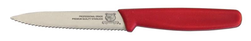 Omcan 4" Serrated Paring Knife — Color: Red / Handle Material: Red Polypropylene
