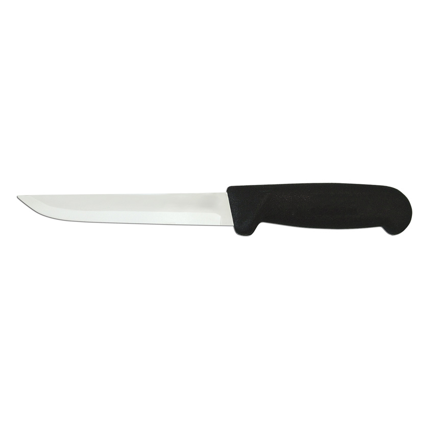 Omcan 6" Straight Blade Boning Knife — Color: Black / Handle Material: Black Polypropylene