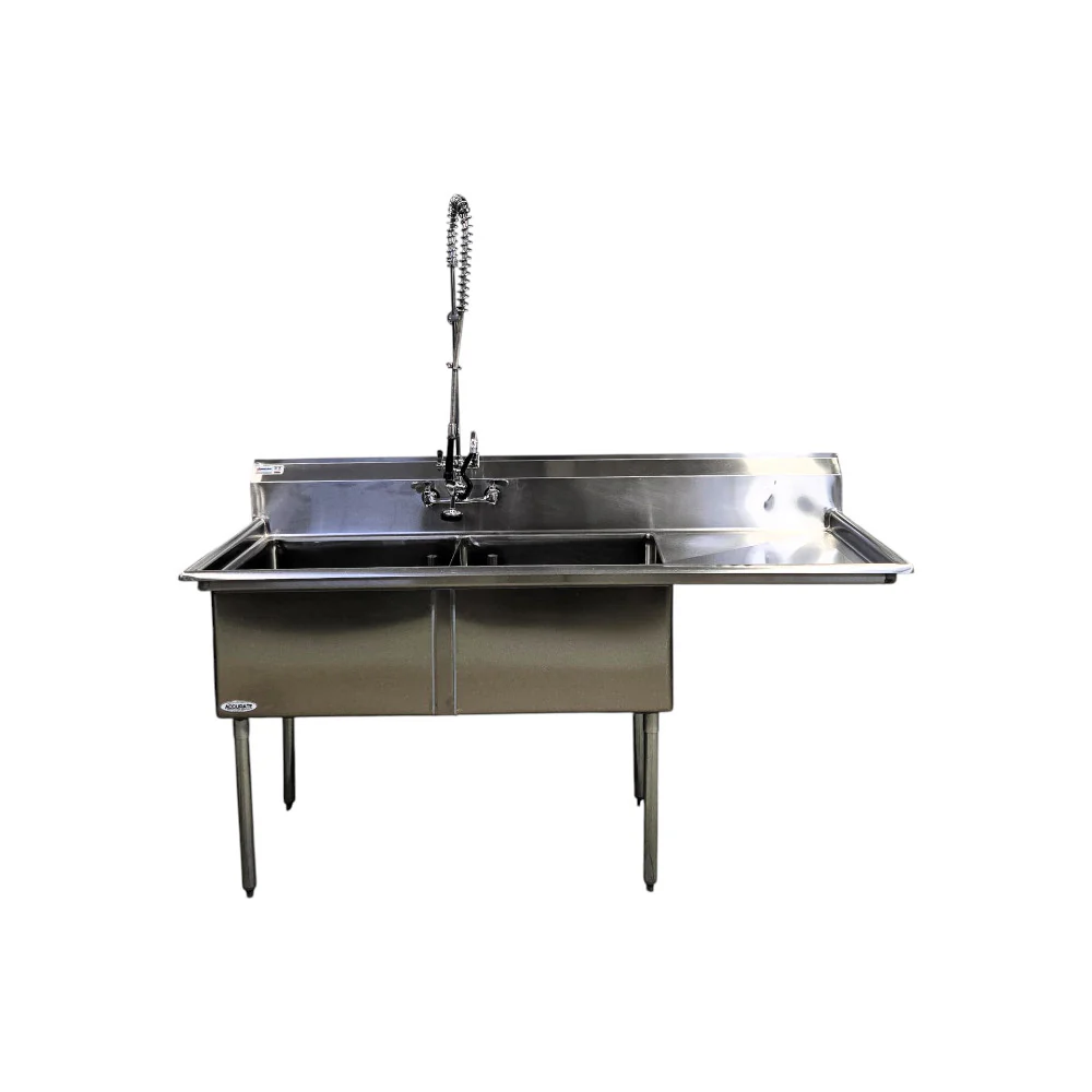 Omcan 25257 Double Sink with Right Hand Drainboard
