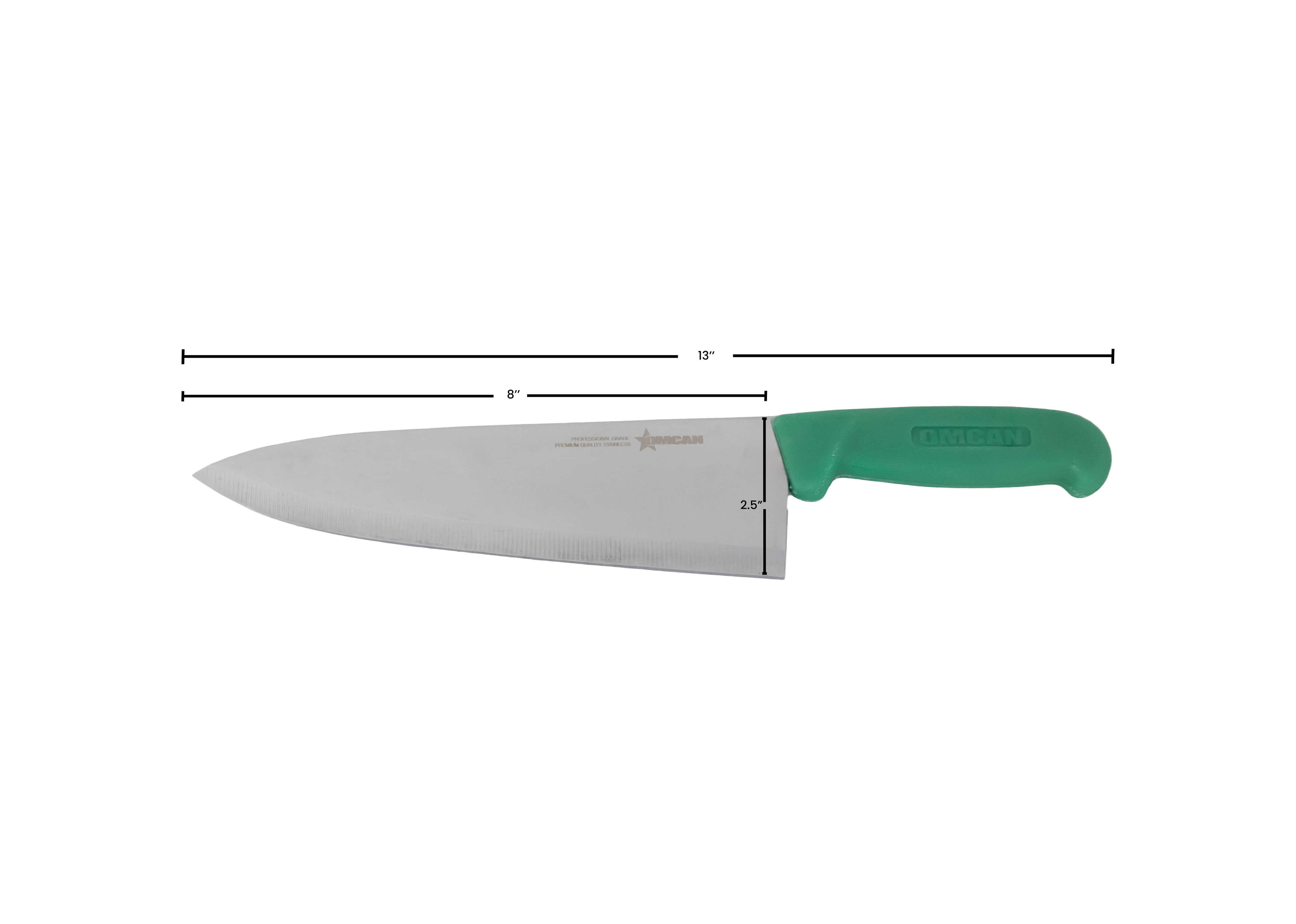 Omcan 8" Medium Cook Knife — Color: Green / Handle Material: Green Polypropylene