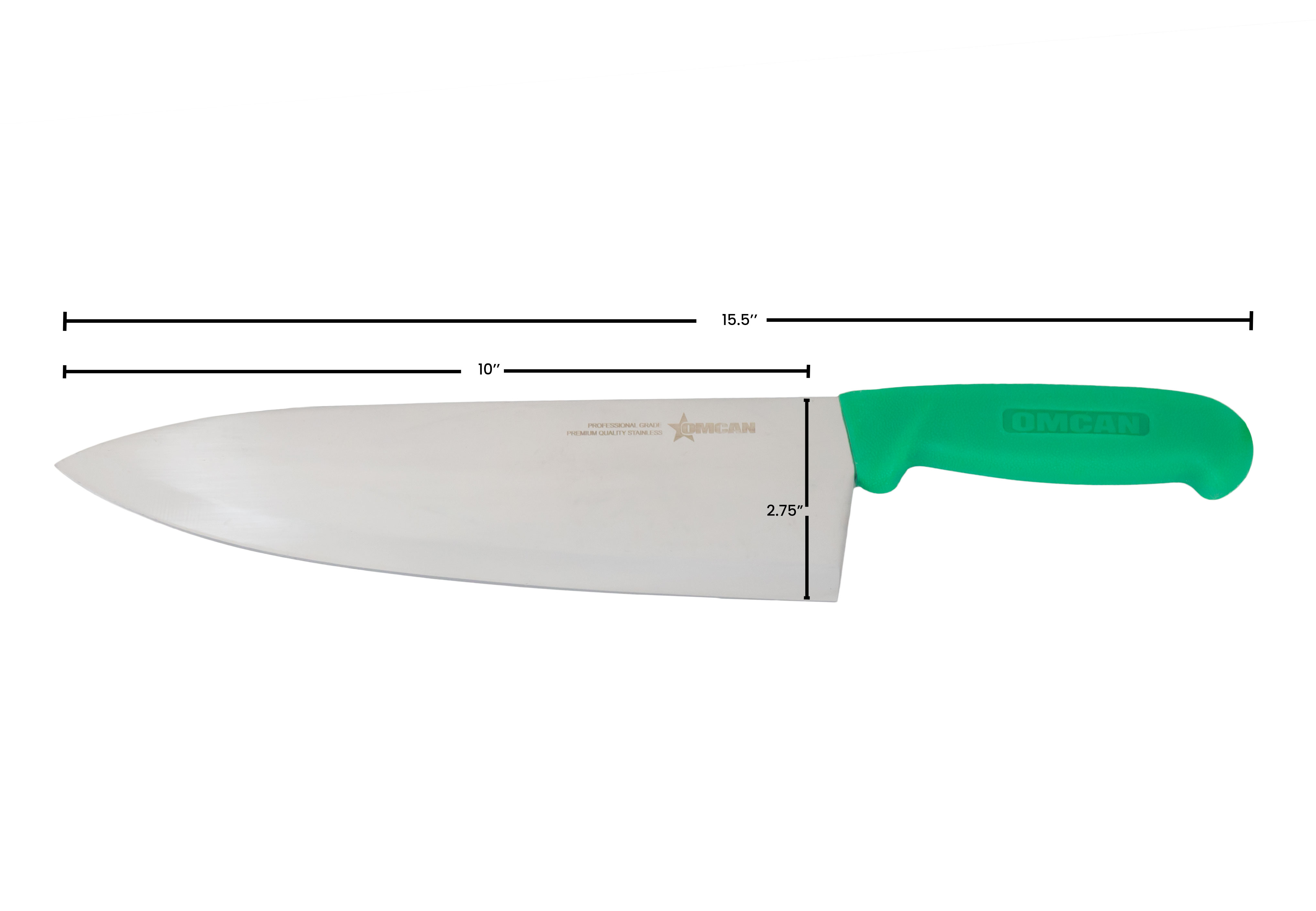 Omcan 10" Medium Cook Knife — Color: Green / Handle Material: Green Polypropylene