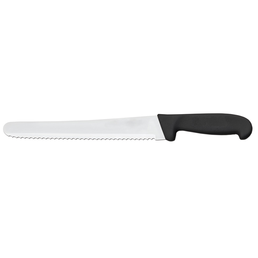 10" Slicer Curved Serrated Knife with Black Polypropylene Handle