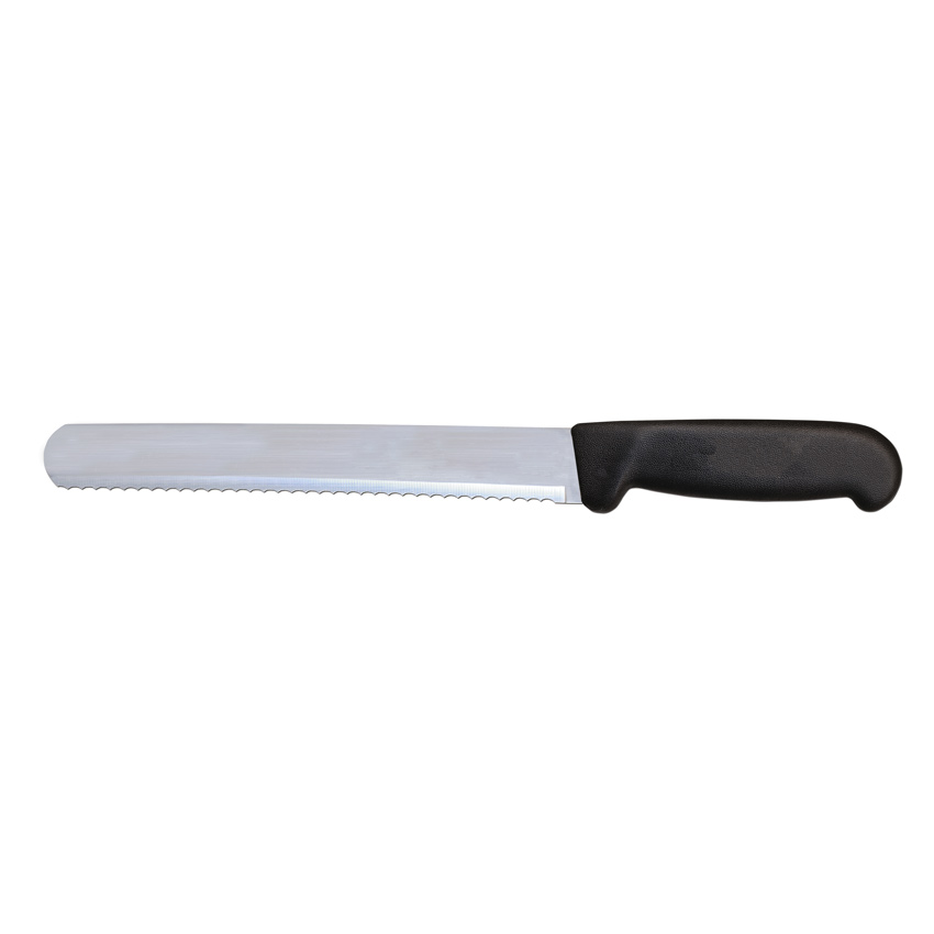 12" Slicer Straight Serrated Blade Knife with Black Polypropylene Handle
