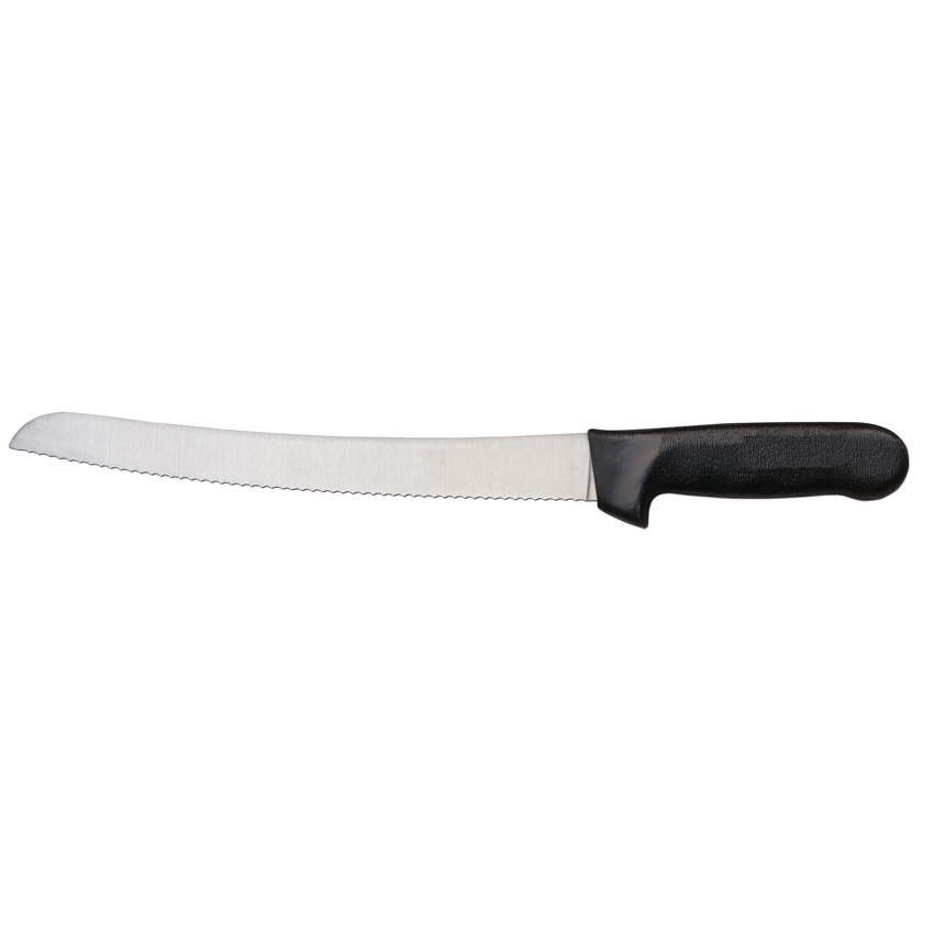 10" Slicer Curved Narrow Serrated Knife with Black Polypropylene Handle