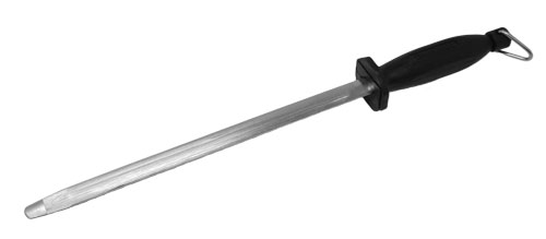 Omcan Oval Sharpening Steel with Black Handle — Size: 12"