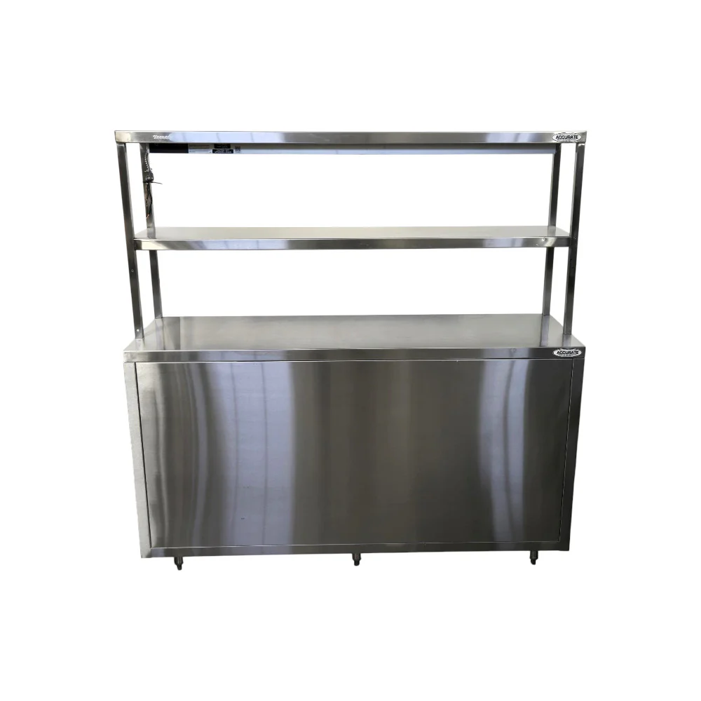 Thorinox TK0C-1860-SS Open Storage Cabinet with Double Overshelf and Hatco GRAH-54 Glo-Ray Strip Heater