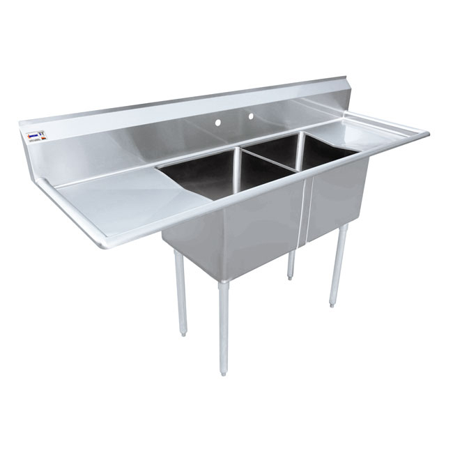 18″ x 21″ x 14″ vTwo Tub Sink with 1.8″ Corner Drain and Two Drainboards