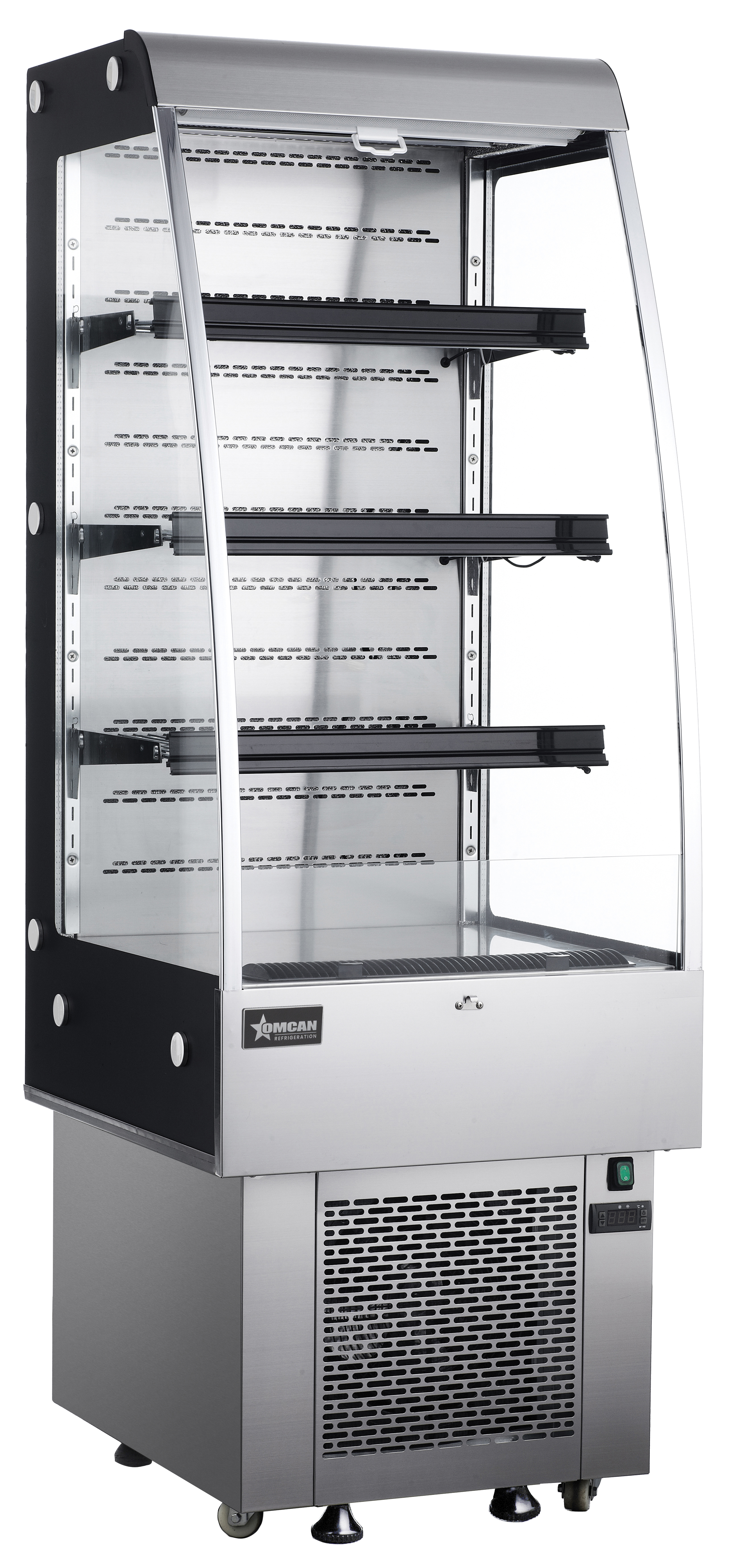 OMCAN 24” Three (3) Shelf Grab-and-Go Open Refrigerated Floor Self-Serve Display Case , 9 cu.ft. (252L), Silver