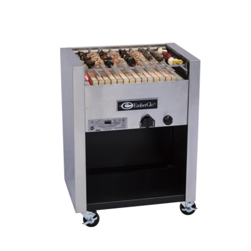 EmberGlo 25F-KABOB 26" Floor Model Radiant Natural Gas Open Hearth, Open Front Charbroiler - 39,600 BTU
