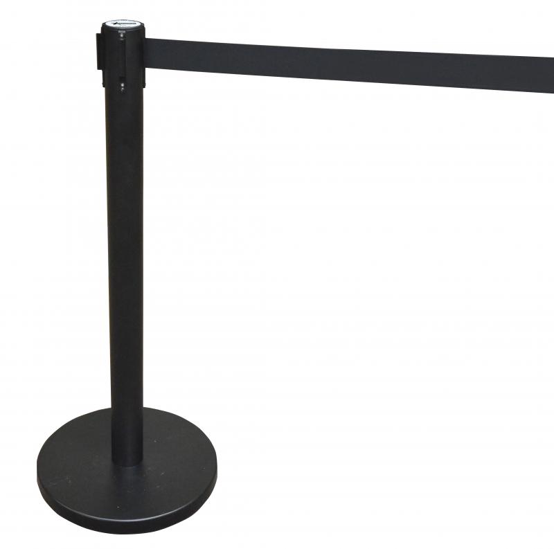 Black-Painted Steel Stanchions with Black Retractable Belt