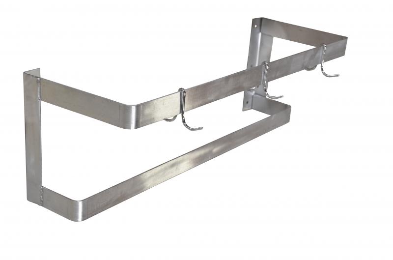 36" Wall-Mounted Pot Rack with 3 pc. Plated Pot Hooks