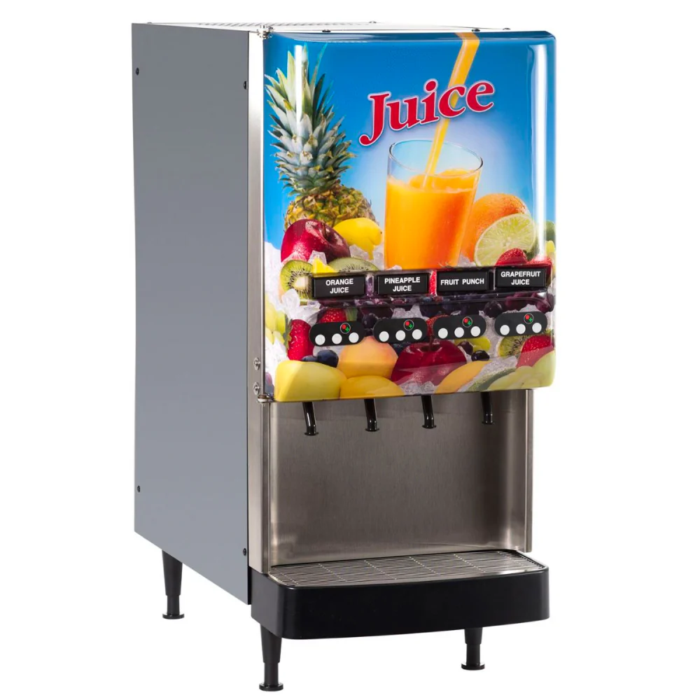 Bunn JDF-4S Lit Door Silver Series 4-Flavor Cold Bev System & Portion Control Dispenser - 37300.6023