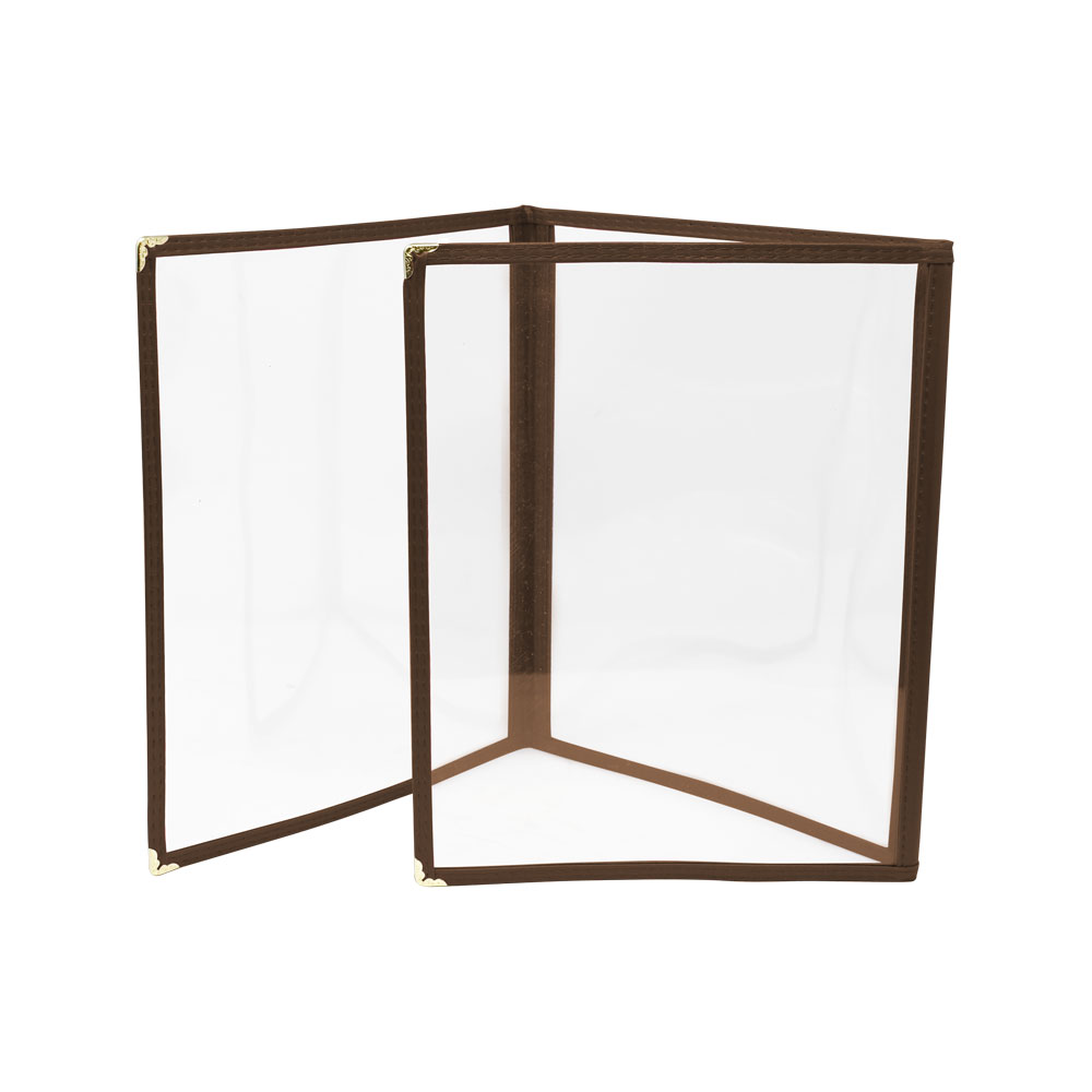 Omcan 9 1/2" x 11 3/4" Triple-Fold Menu Holder — Color: Brown