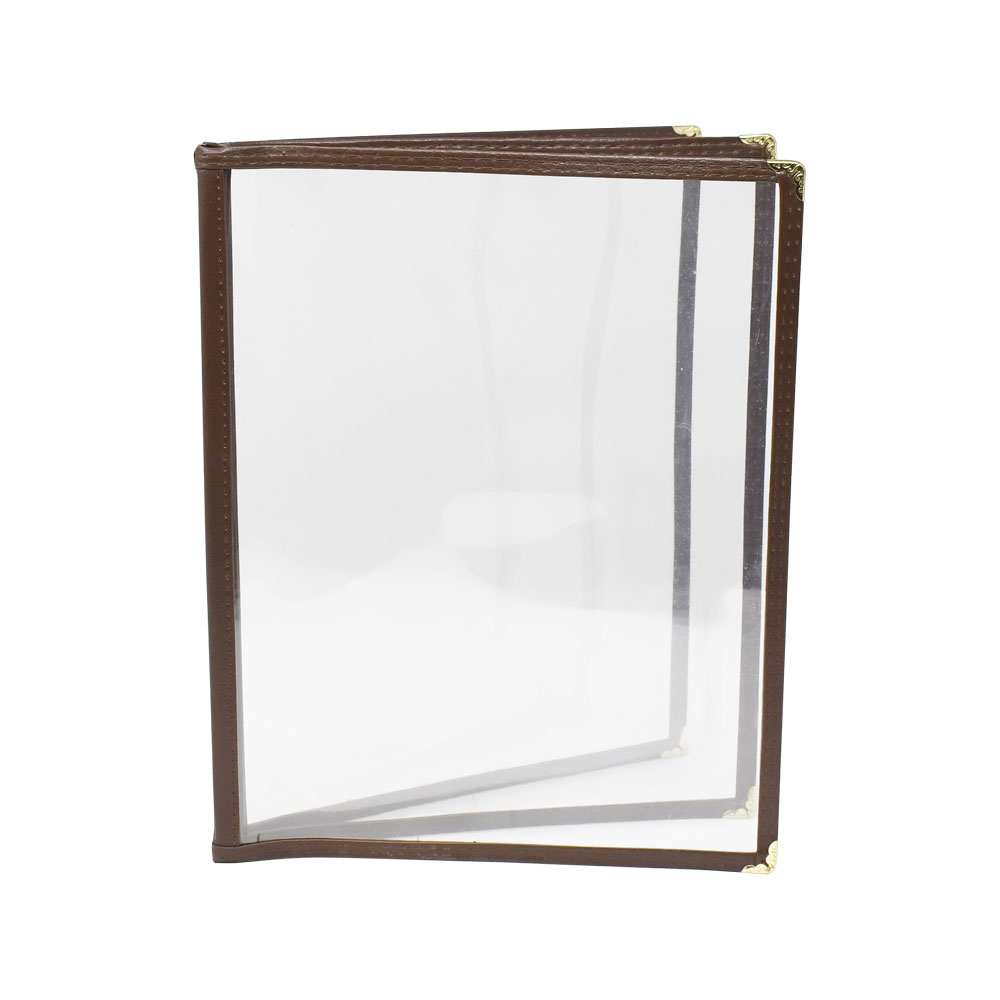 Omcan 9 1/2" x 11 3/4" Three-Page Menu Holder — Color: Brown