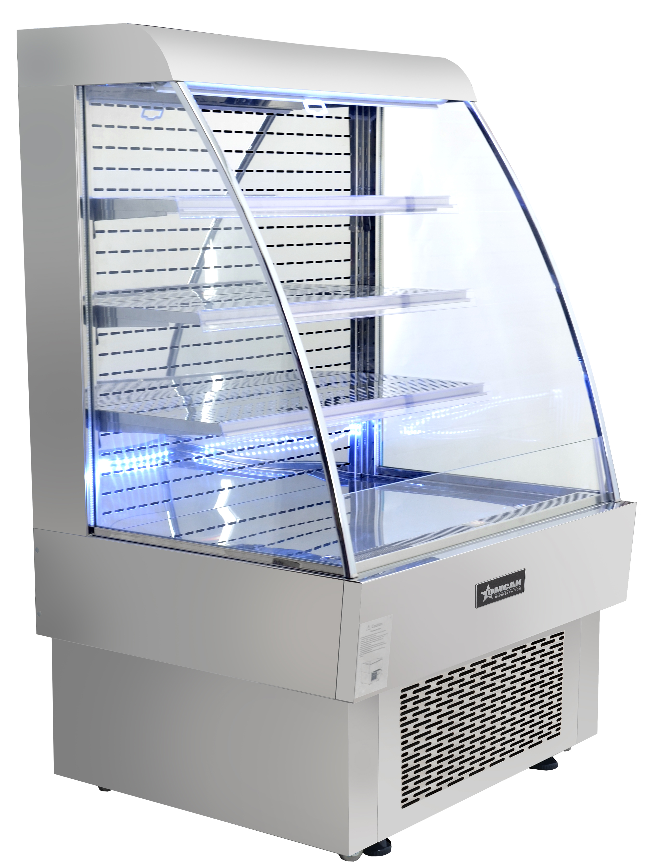 OMCAN 39″ Three (3) Shelf Grab-and-Go Open Refrigerated Floor Display Showcase, 13.42 cu.ft (380 L), Stainless Steel