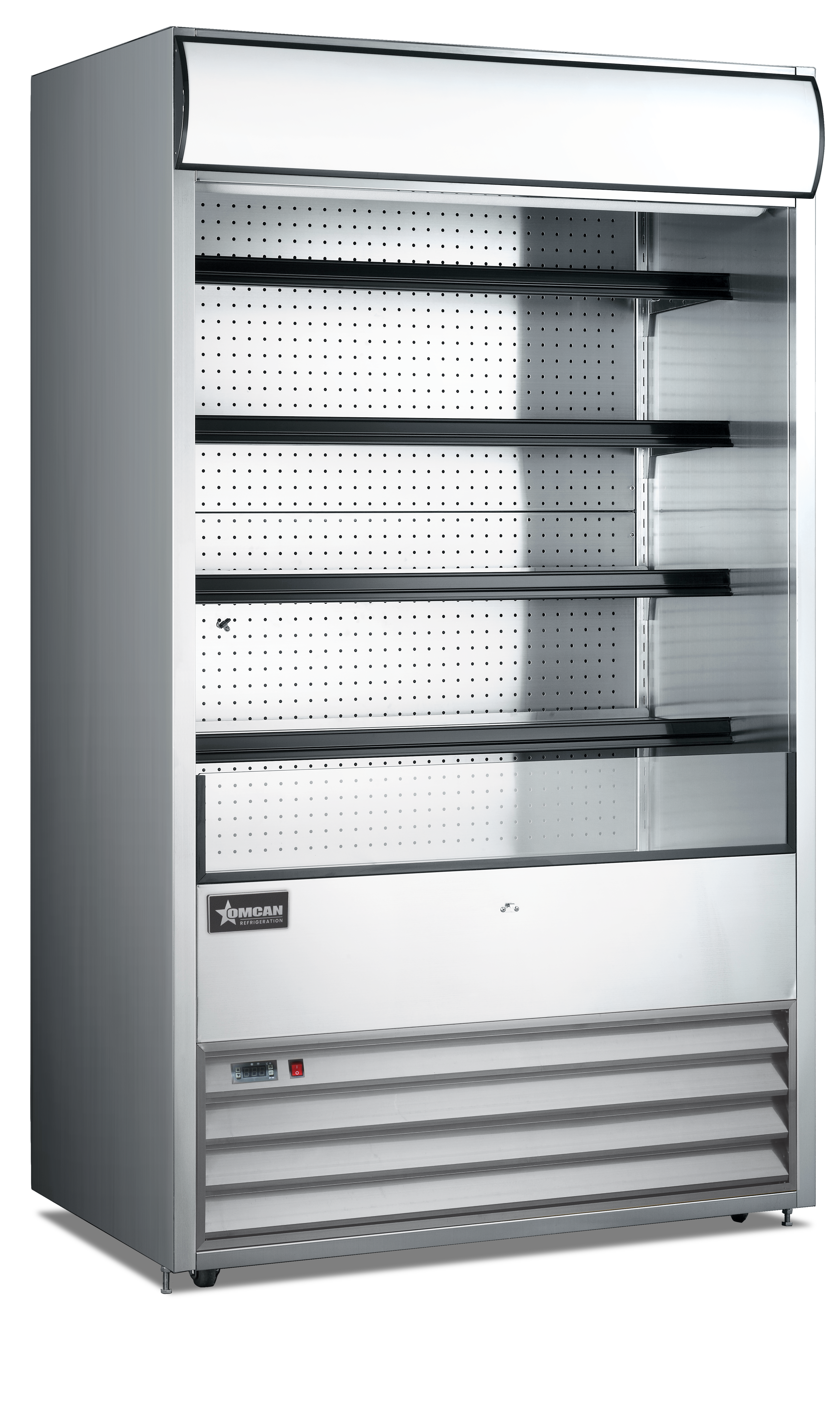 Omcan Four (4) Shelf Grab-and-Go Open Refrigerated Floor Self-Serve Display Case, . ( ), Stainless Steel — Size: 48" / Capacity: 24.7 cu ft
