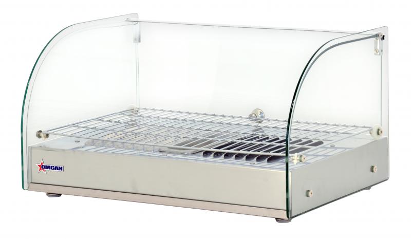 22" Countertop Display Warmer, Single-Shelf, Front Curved Glass and 1 Rear Hinged Door, Full-Service