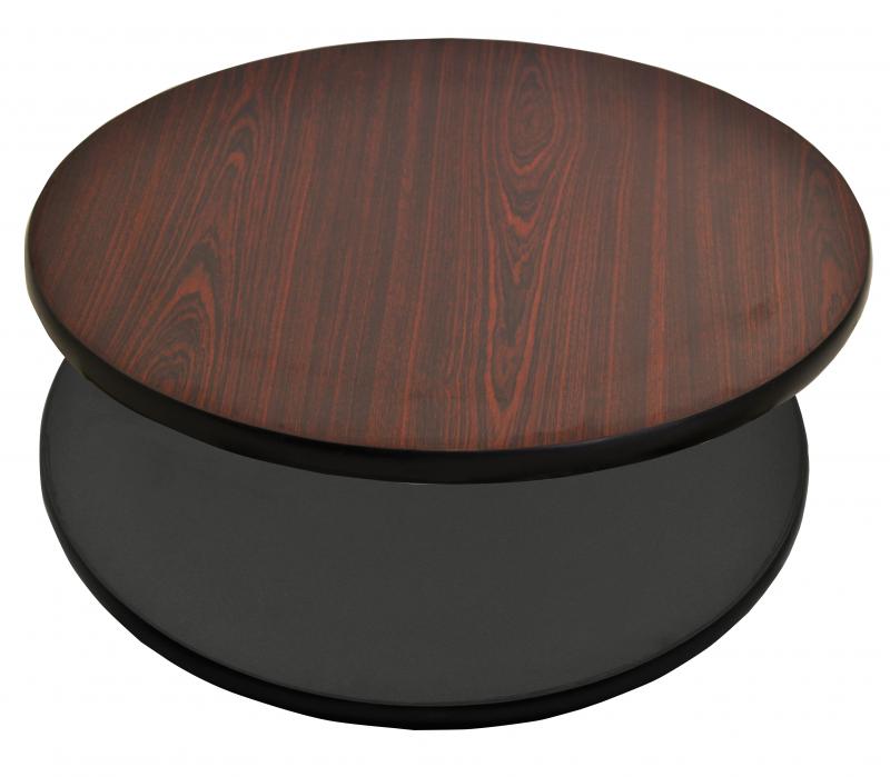 Omcan Mahogany/Black Round Table Top — Size: 24" x 1"