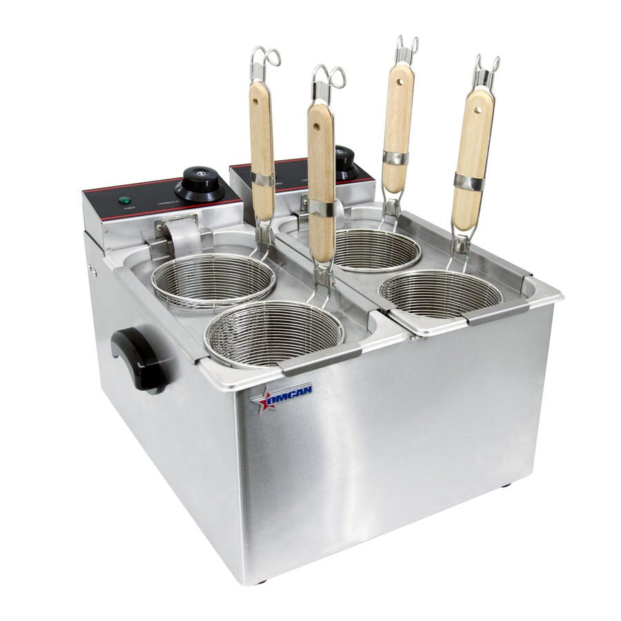 Omcan 2 lon ( ) Double Tank Electric Countertop Pasta Cooker ( ) — Capacity: 1 gal / Voltage: 120V
