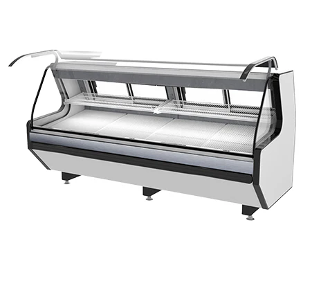 Pro-Kold MCRU-100-WL Curved Glass 99" Refrigerated Fresh Meat Display Case with Front Lift Glass - REMOTE CONDENSING UNIT, NOT INCLUDED Pro-Kold MCRU-100-WL Curved Glass 99" Refrigerated Fresh Meat Display Case with Front Lift Glass - REMOTE CONDENSING UNIT, NOT INCLUDED