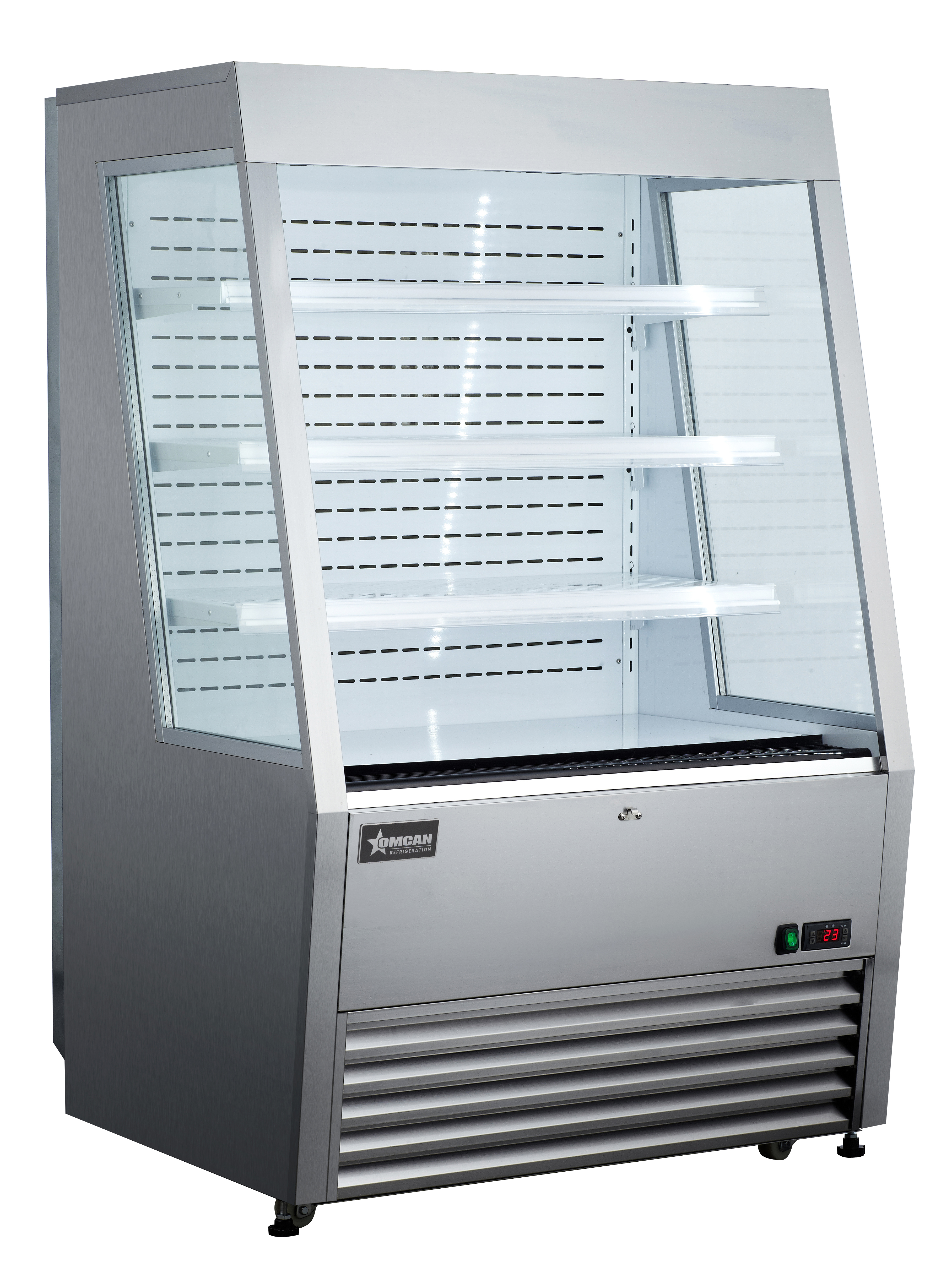 OMCAN 36″ Three (3) Shelf Grab-and-Go Open Refrigerated Self-Serve Display Case, 13.77 cu.ft. (390 L), Stainless Steel