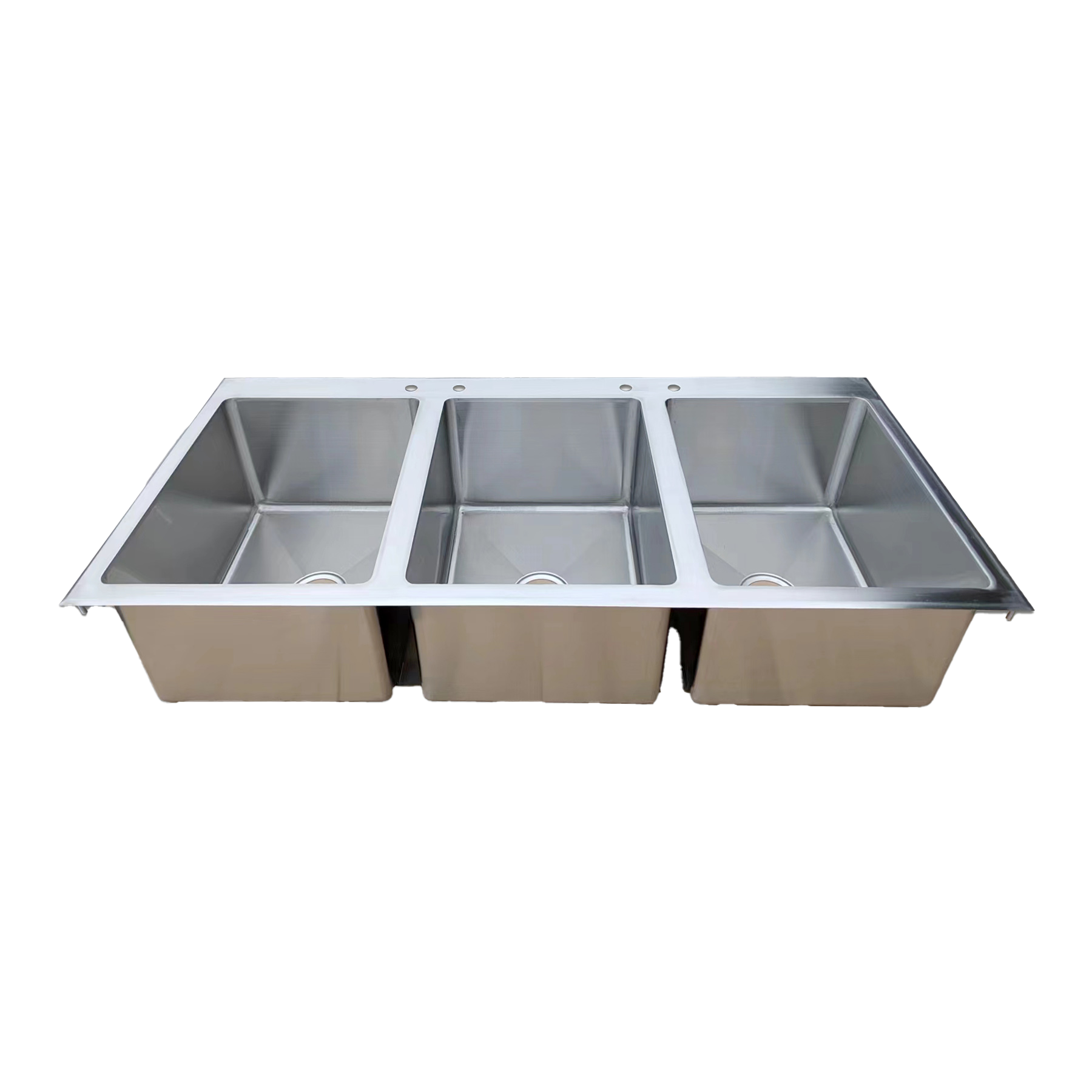 Omcan Stainless Steel Triple Drop in Sink with Flat Top — Size: 16" x 20" x 12"