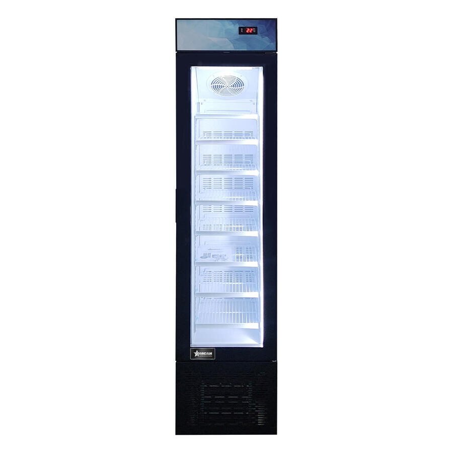 17” Slim One (1) Glass Door Display Freezer with Top Lightbox, 3.7 cu.ft. (105L), Black