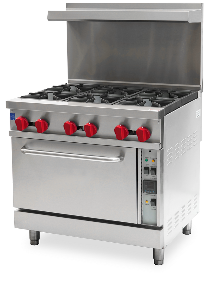 36″ Commercial Gas Range 6 Burners and Convection Oven 211,000 BTU – Liquid Propane