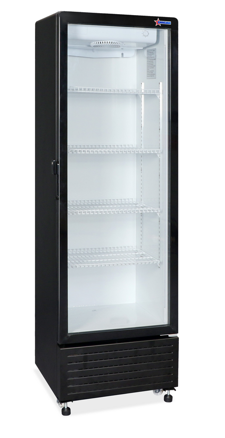 23″ One (1) Glass Door Refrigerator, 10.7 cu.ft. (285 L), Black