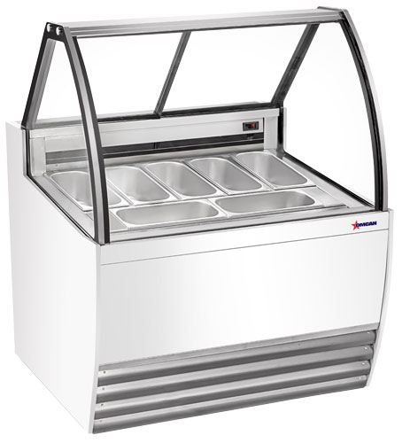 41″ Seven (7) Pan Gelato Display Showcase with Flat Sneeze Guard (White Exterior)