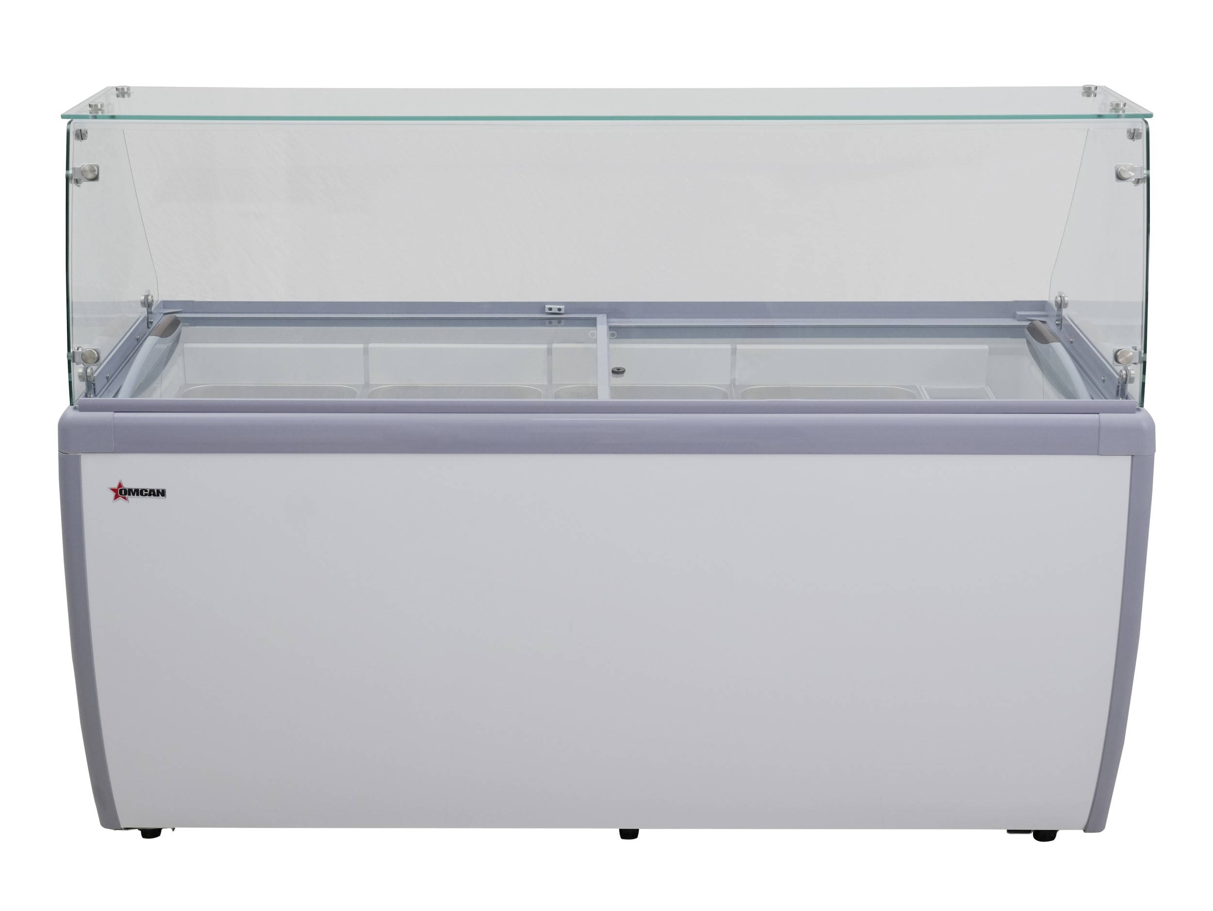 71″ Thirteen (13) Pan Gelato Dipping Cabinet with Flat Sneeze Guard and Pans