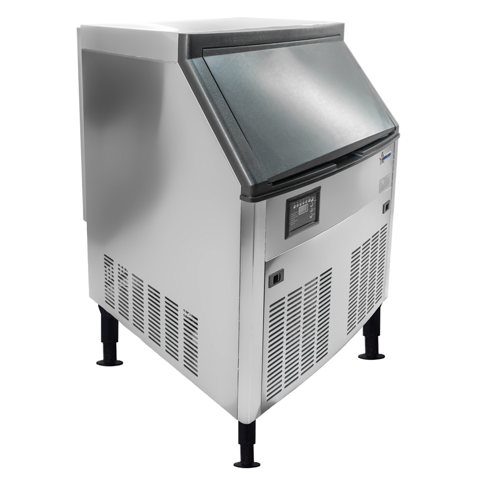 Omcan Ice Maker Machine with . Ice Bin – Ice Yield . per Day — Size: 26" / Capacity: 80 lb