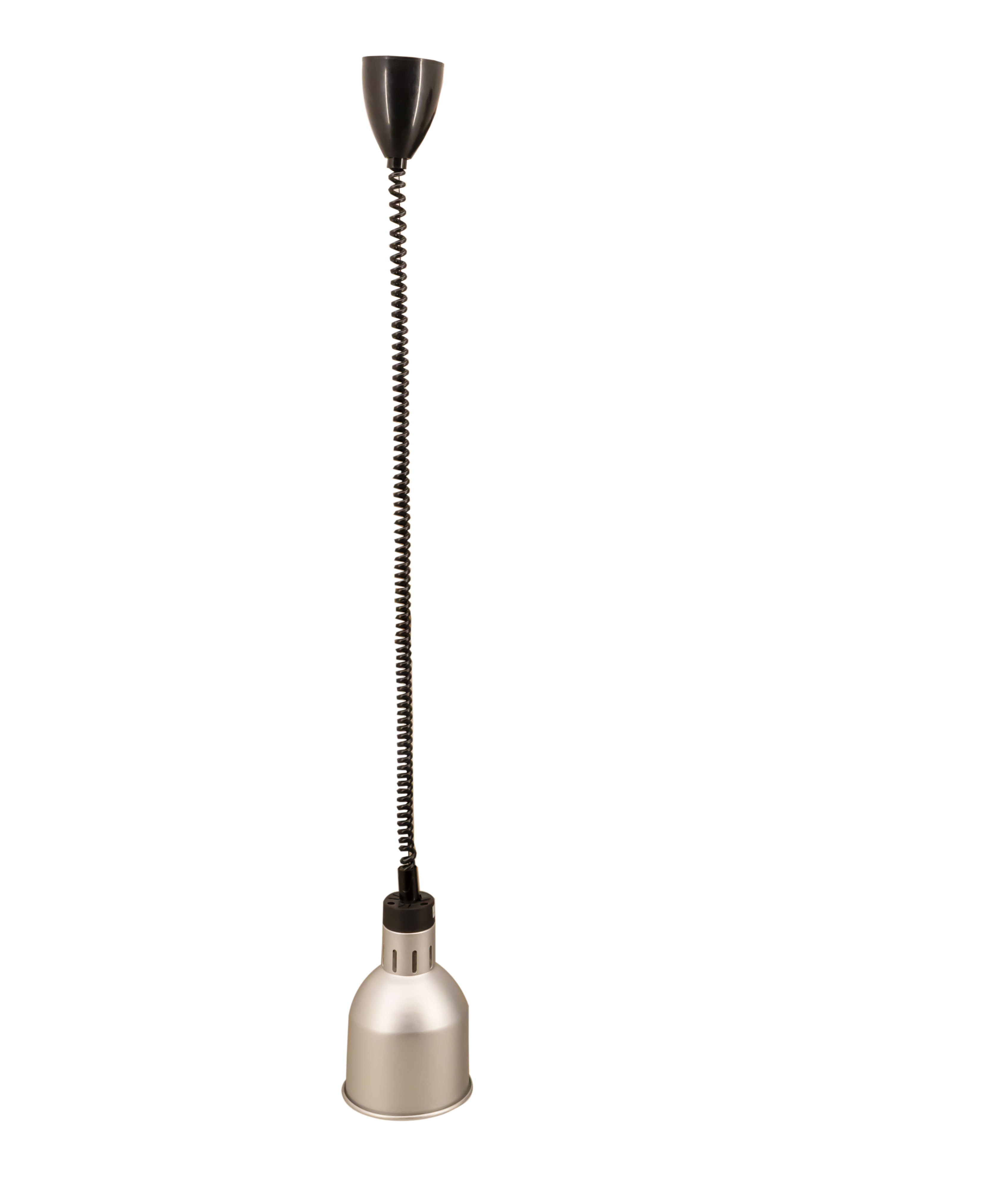 Omcan Heat Lamp – Ceiling Mount – 30"-80" Retractable Cord with Dome Shade — Color: Silver