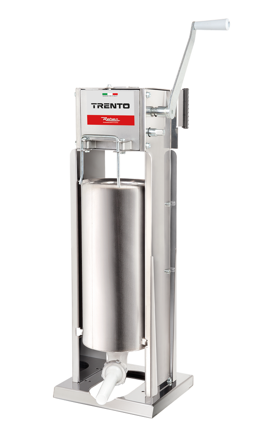 Reber Trento Stainless Steel Manual Sausage Stuffer with / Capacity – 2-Speed Vertical and Horizontal Gear Drive — Capacity: 33 lb