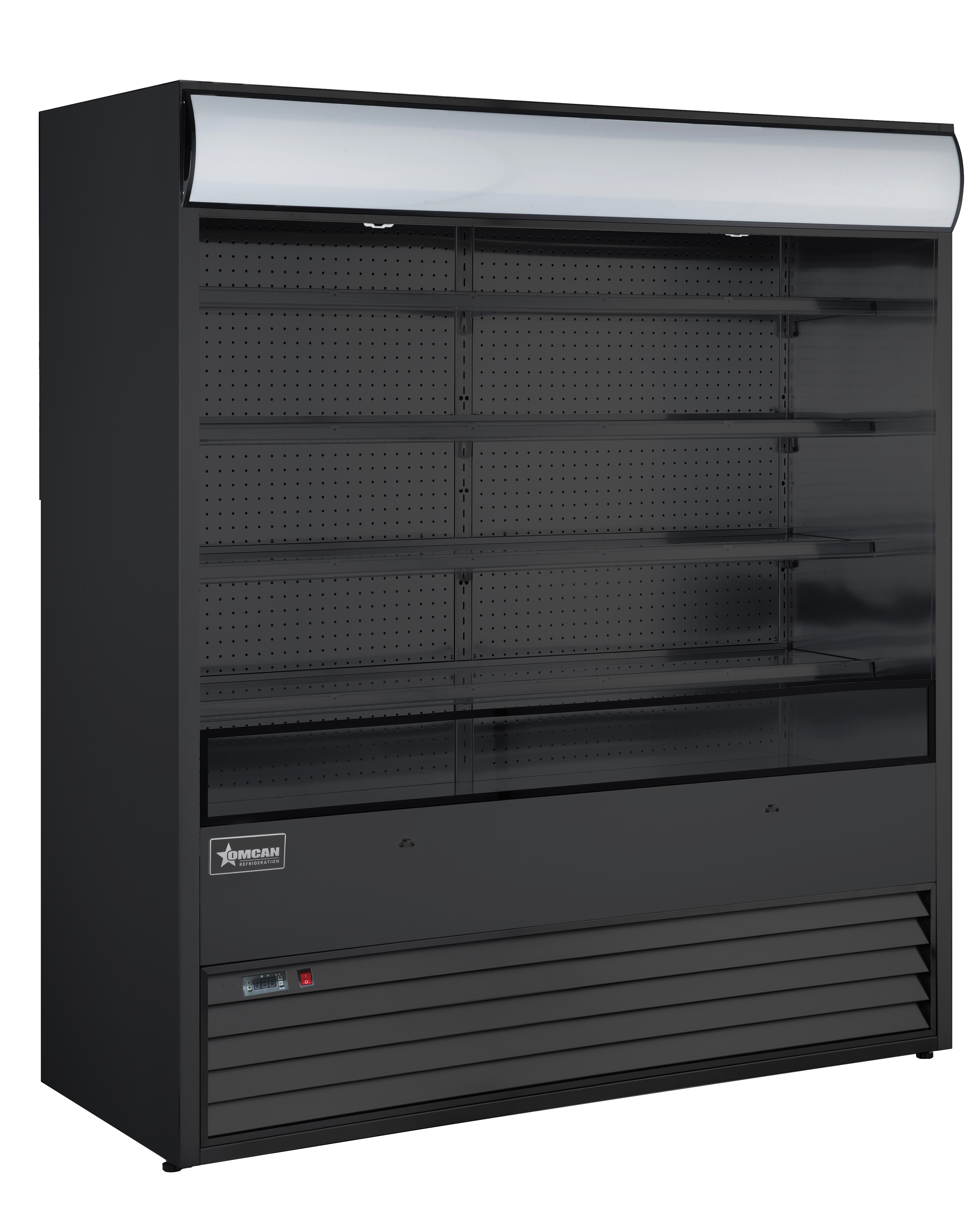 Omcan Four (4) Shelf Grab-and-Go Open Refrigerated Floor Self-Serve Display Case, . ( ), Black — Size: 72" / Capacity: 37 cu ft