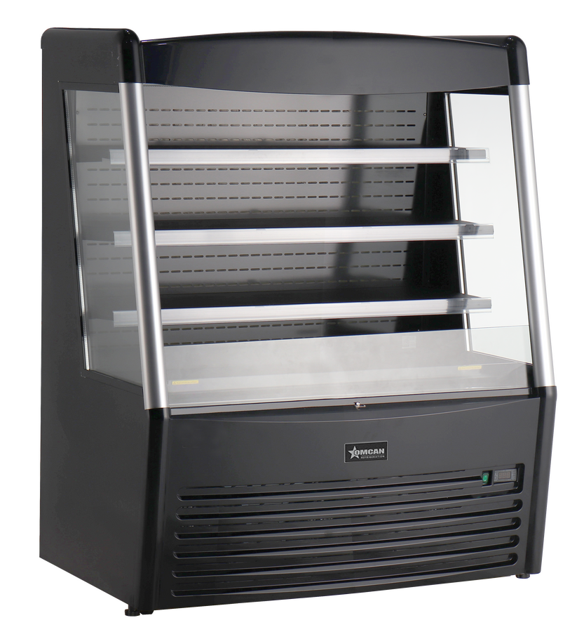 OMCAN 48″ Three (3) Shelf Grab-and-Go Open Refrigerated Floor Self-Serve Display Case, 15 cu.ft. (426 L), Black