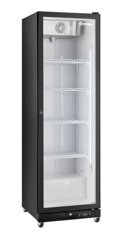 OMCAN 24” One (1) Glass Door Display Refrigerator with LED Light, 13.4 cu.ft. (380 L), Black