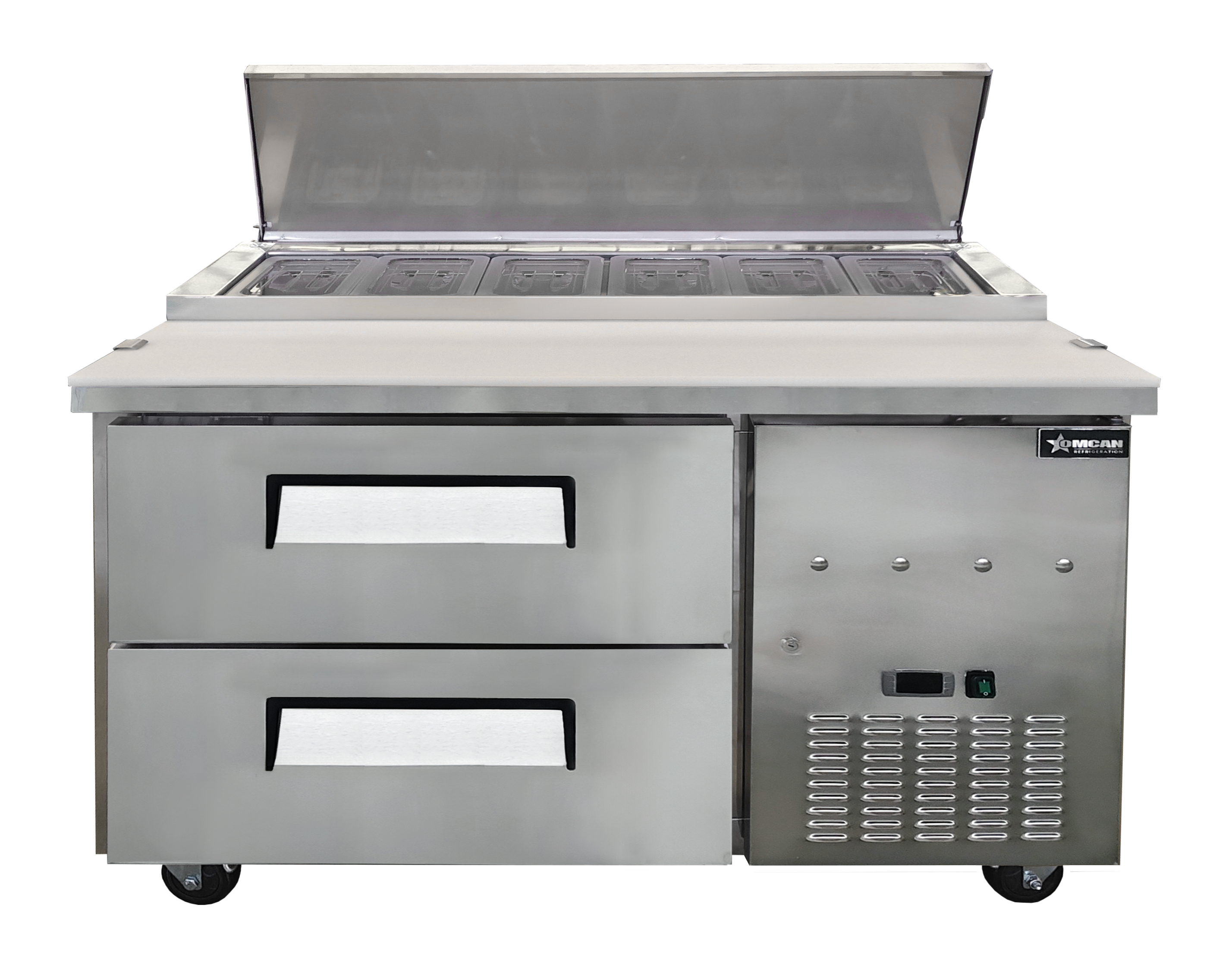 48” One (1) Door Refrigerated Pizza Prep Table with Drawers, 12 cu.ft. (340 L), Stainless Steel
