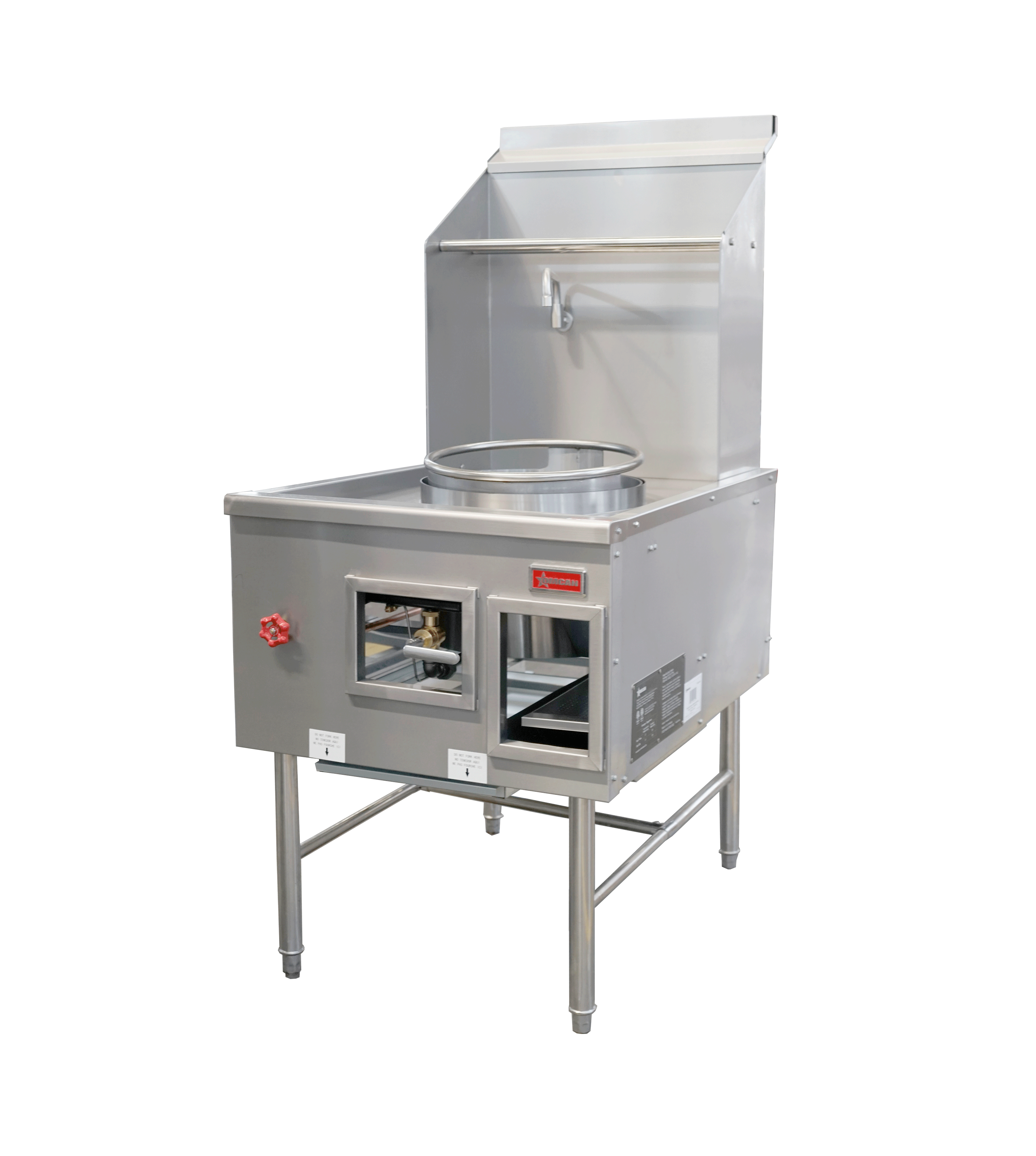 Single Chamber Wok Range with 13″ Ring, Backsplash, Faucet, 95,000 BTU – Natural Gas
