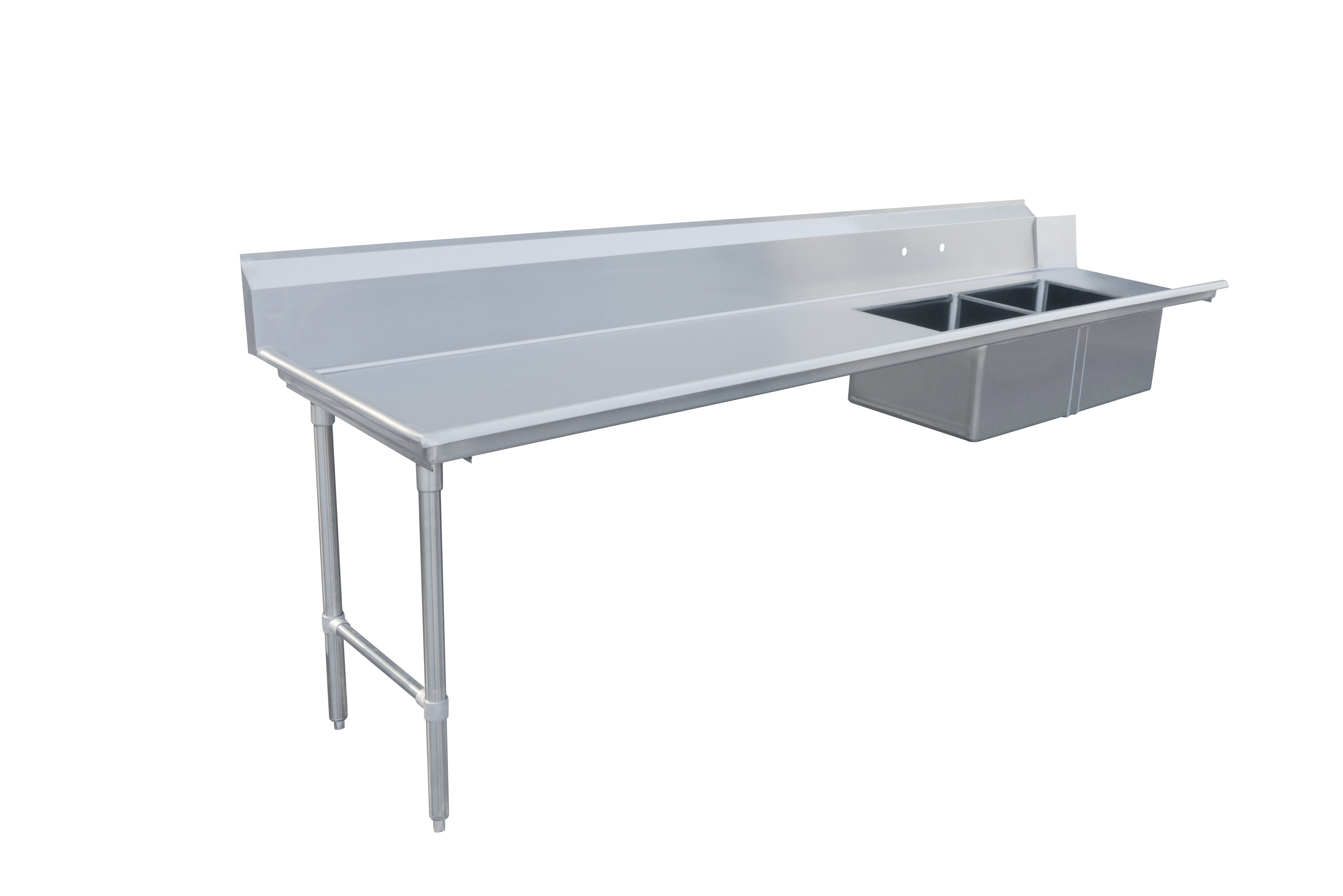 Omcan Left Side Soiled Dish Table with Two Sinks — Size: 120"