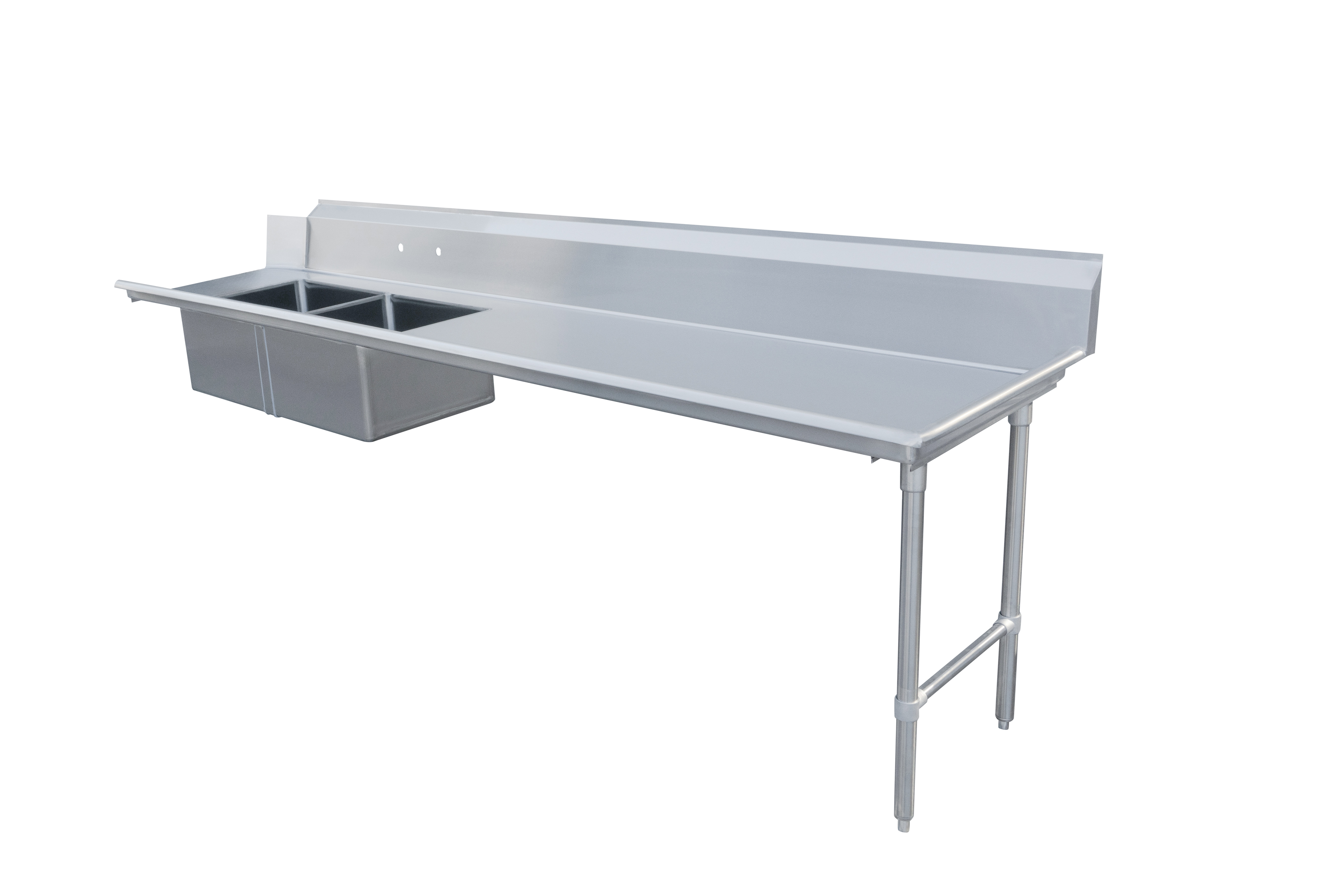 Omcan Right Side Soiled Dish Table with Two Sinks — Size: 120"