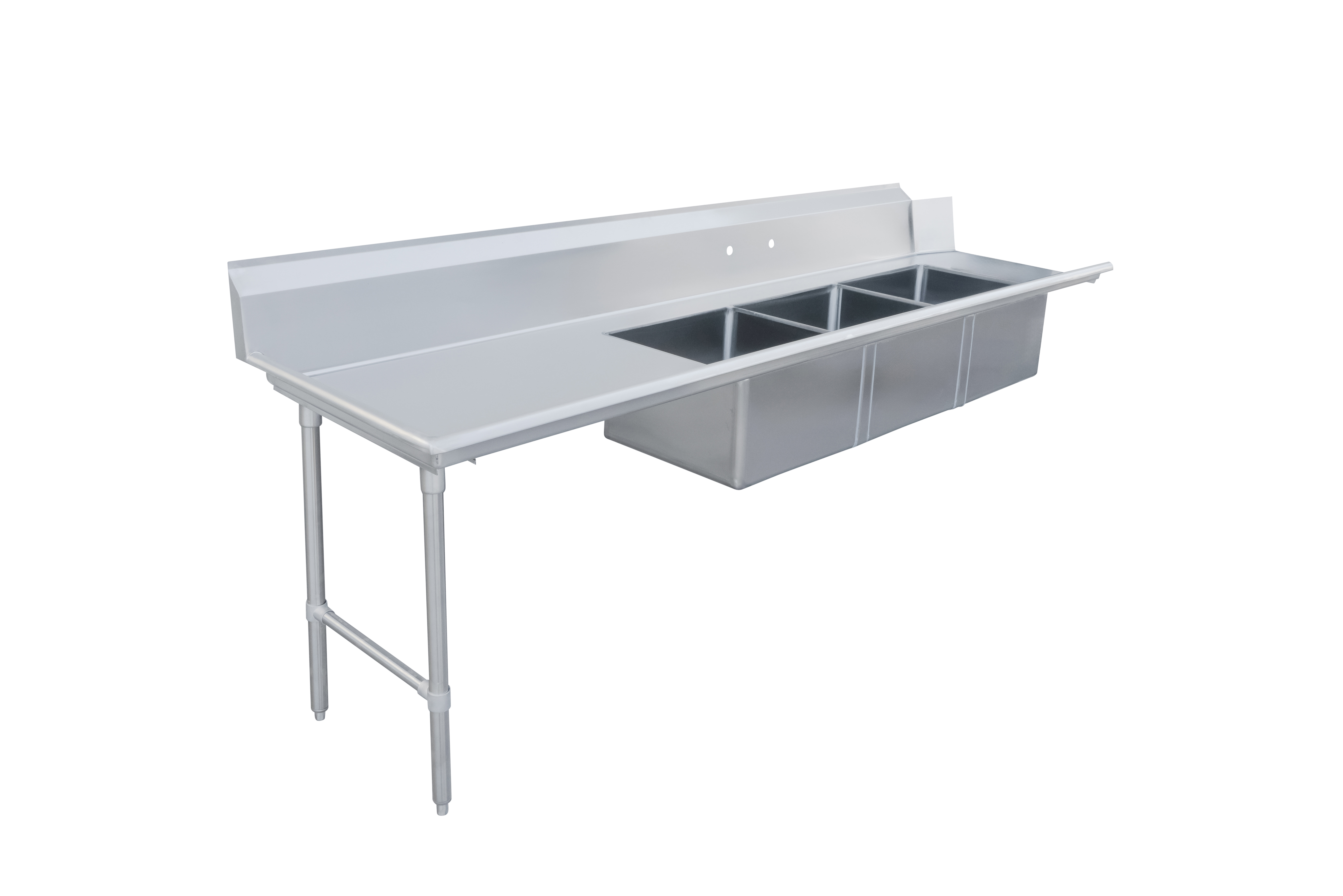 Omcan Left Side Soiled Dish Table with Three Sinks — Size: 120"