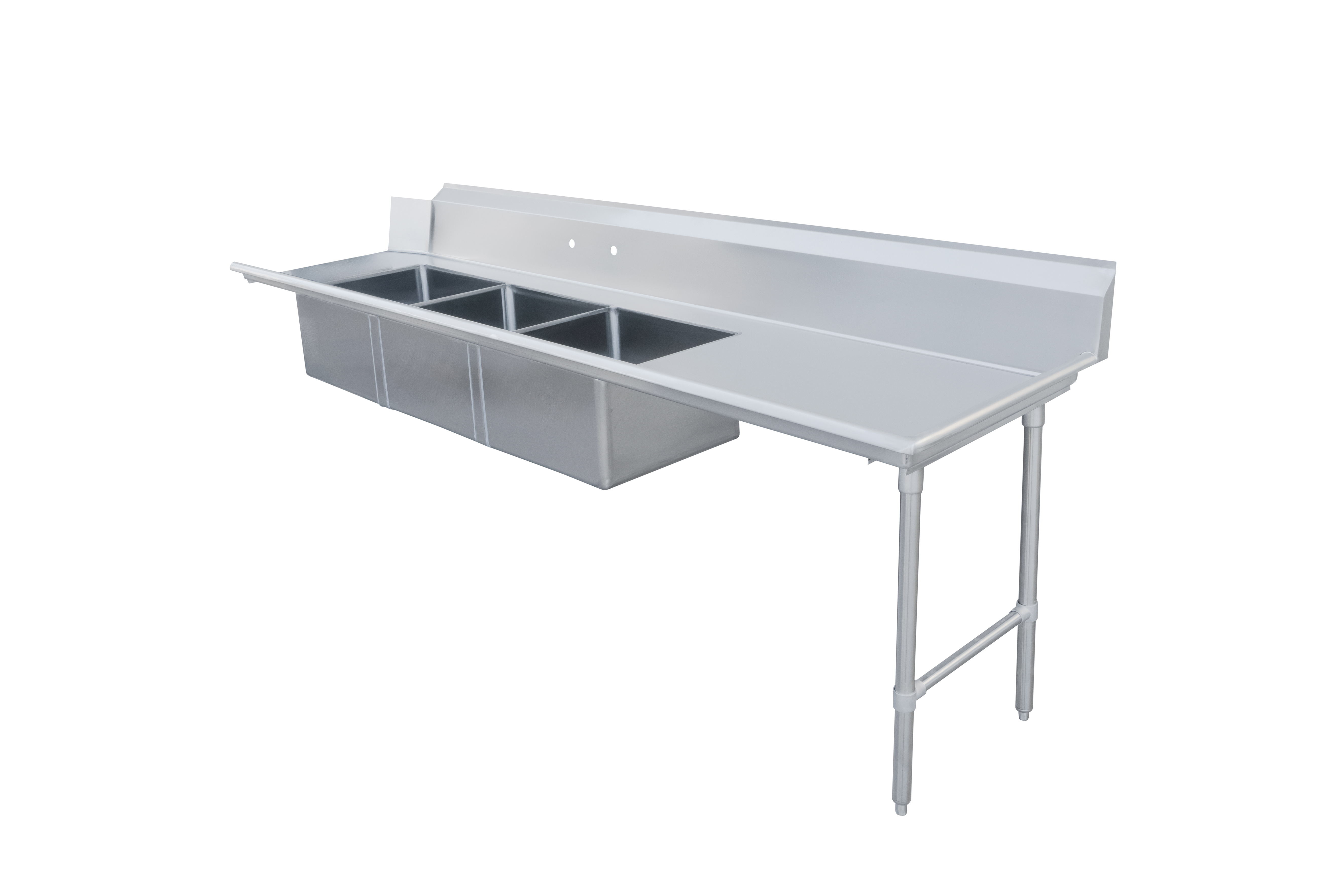 Omcan Right Side Soiled Dish Table with Three Sinks — Size: 120"
