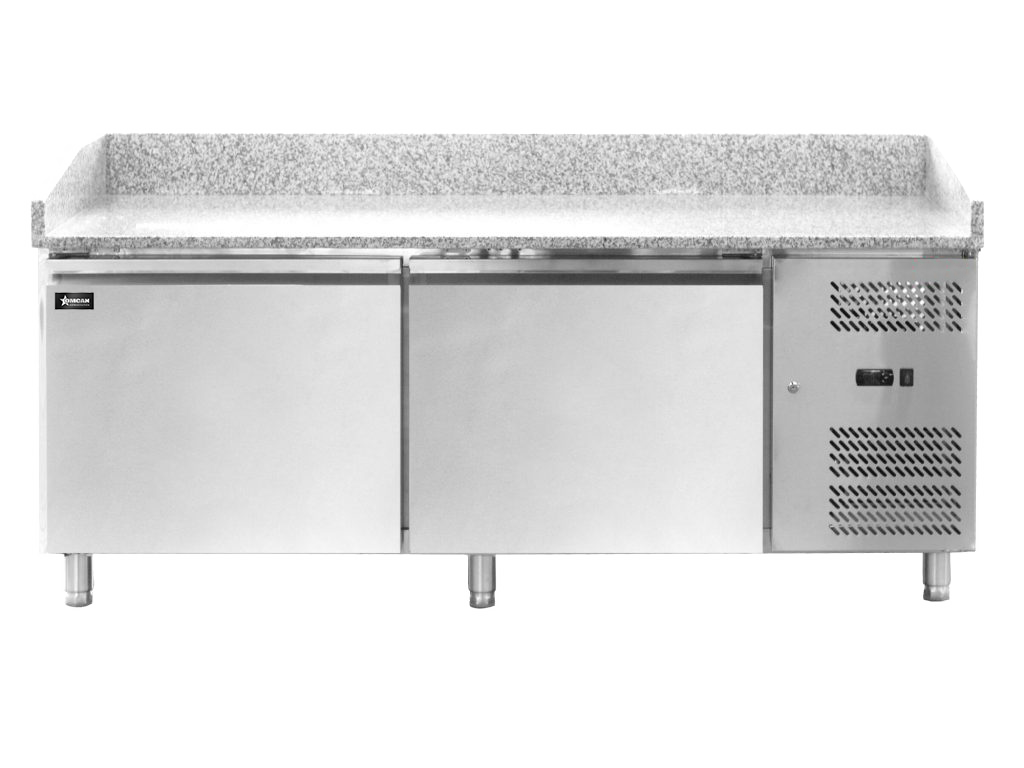 80″ Two (2) Door Granite Top Refrigerated Pizza Prep Table, 20.5 cu.ft. (580 L), Stainless Steel