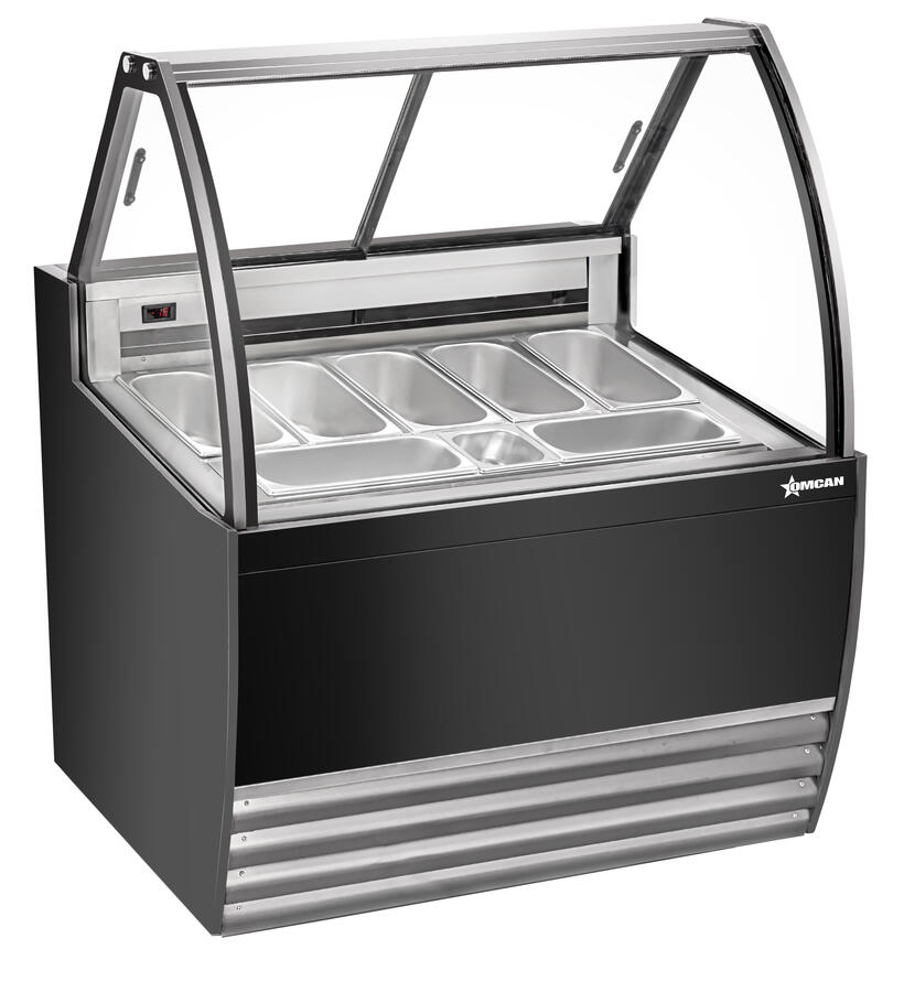 41″ Seven (7) Pans  Gelato Display Showcase with Flat Sneeze Guard (Black Exterior)