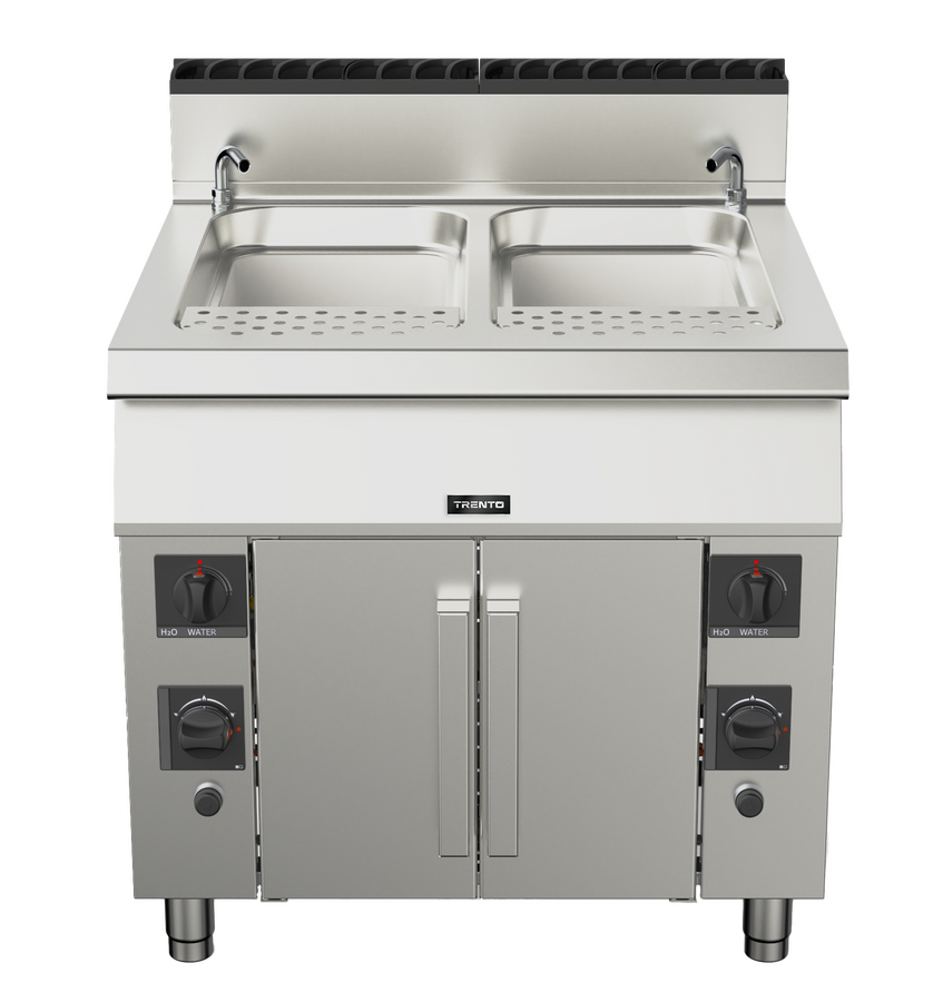Trento 2 x 12 (45L) Gallon Double Tank Natural Gas Pasta Cooker, Double Burner – 156,000 BTU