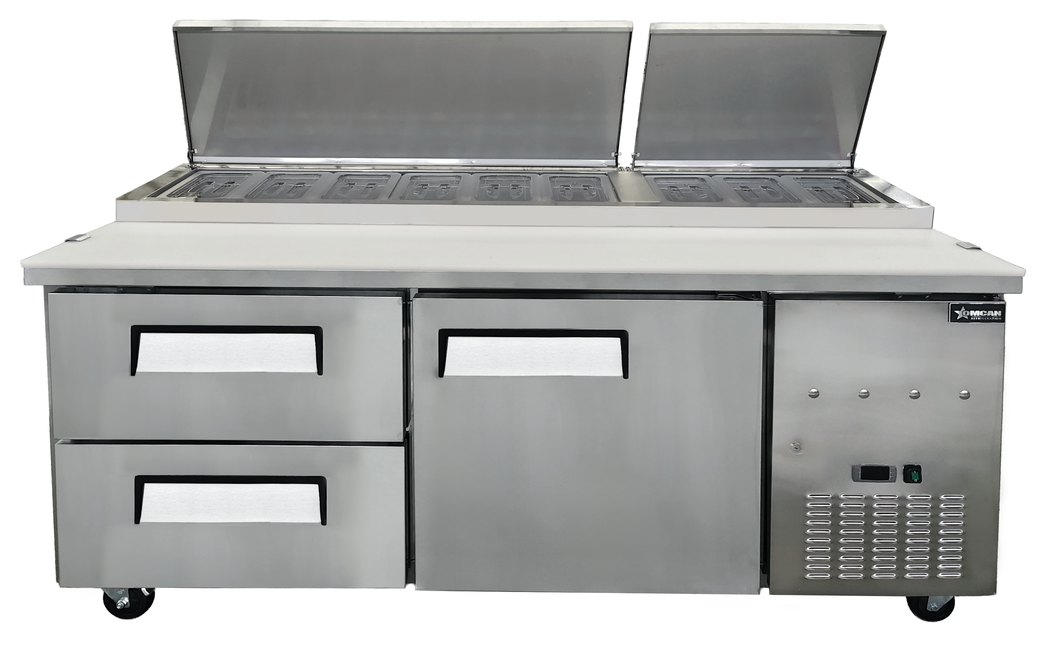 71” One (1) Door Refrigerated Pizza Prep Table with Drawers, 22 cu.ft. (623 L), Stainless Steel