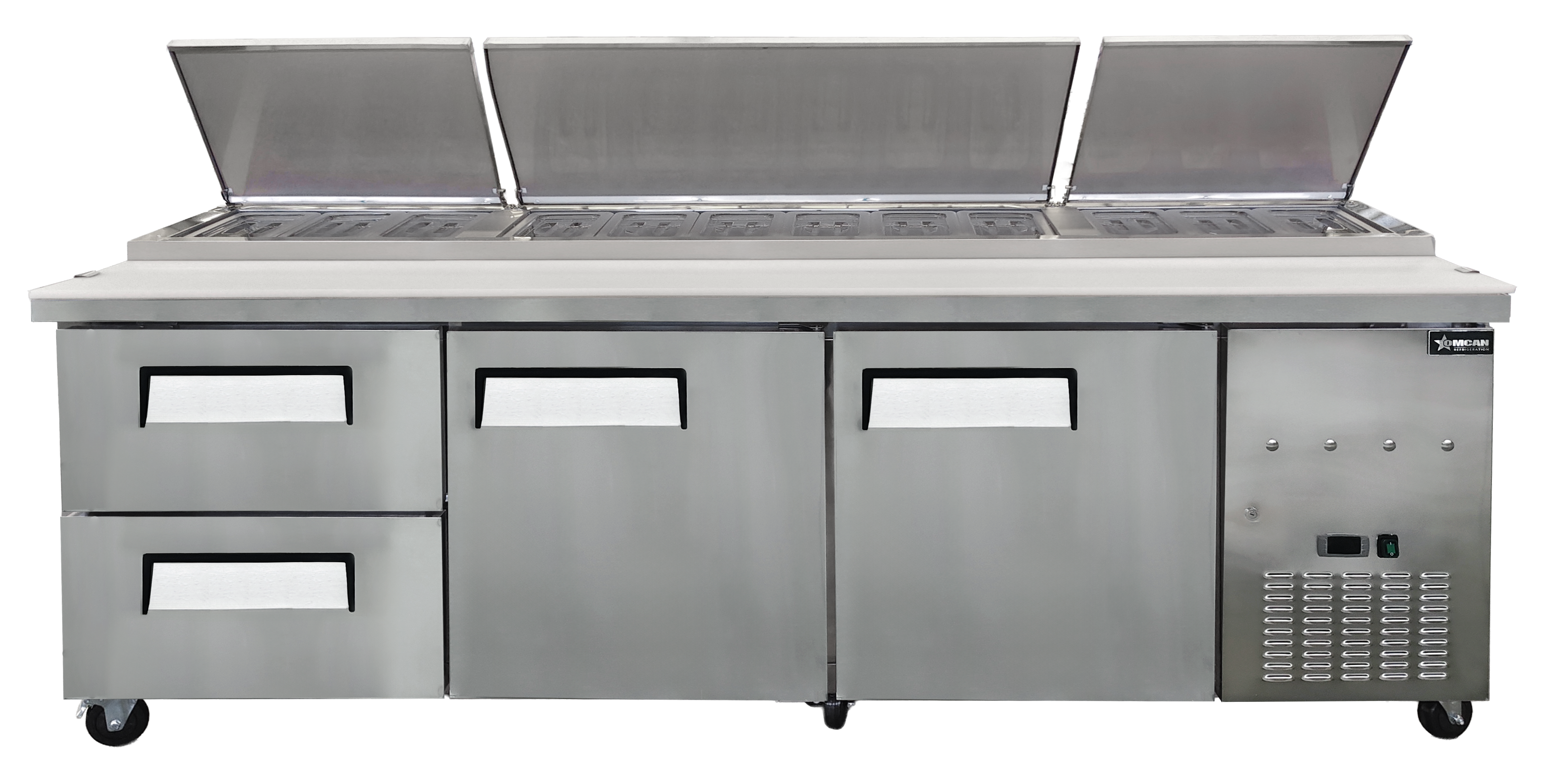 94” Two (2) Door Refrigerated Pizza Prep Table with Drawers, 32 cu.ft. (906 L), Stainless Steel