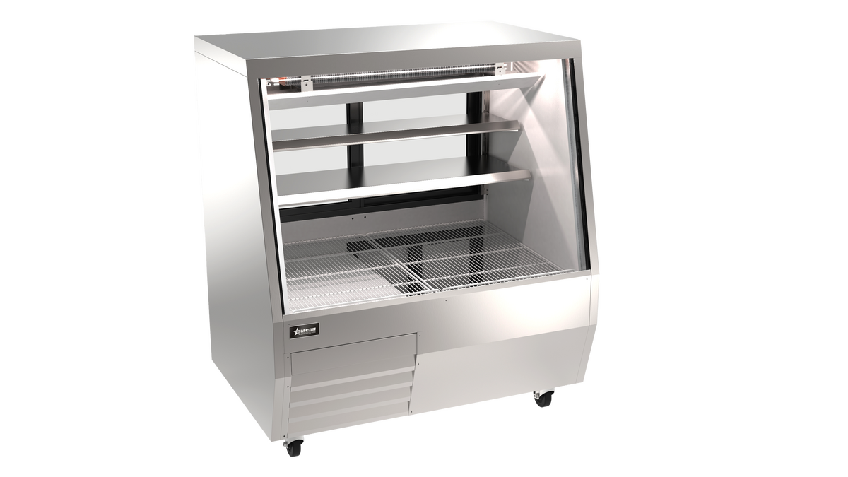 50” Square Glass Refrigerated Double-Duty Deli Case, 20.58 cu.ft. (583 L), Stainless Steel